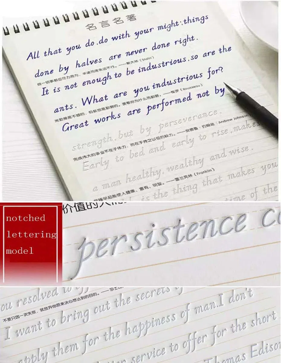 Italic 3D Groove Practice English Calligrafia Copybook Handwriting Practice Book per adulti e bambini