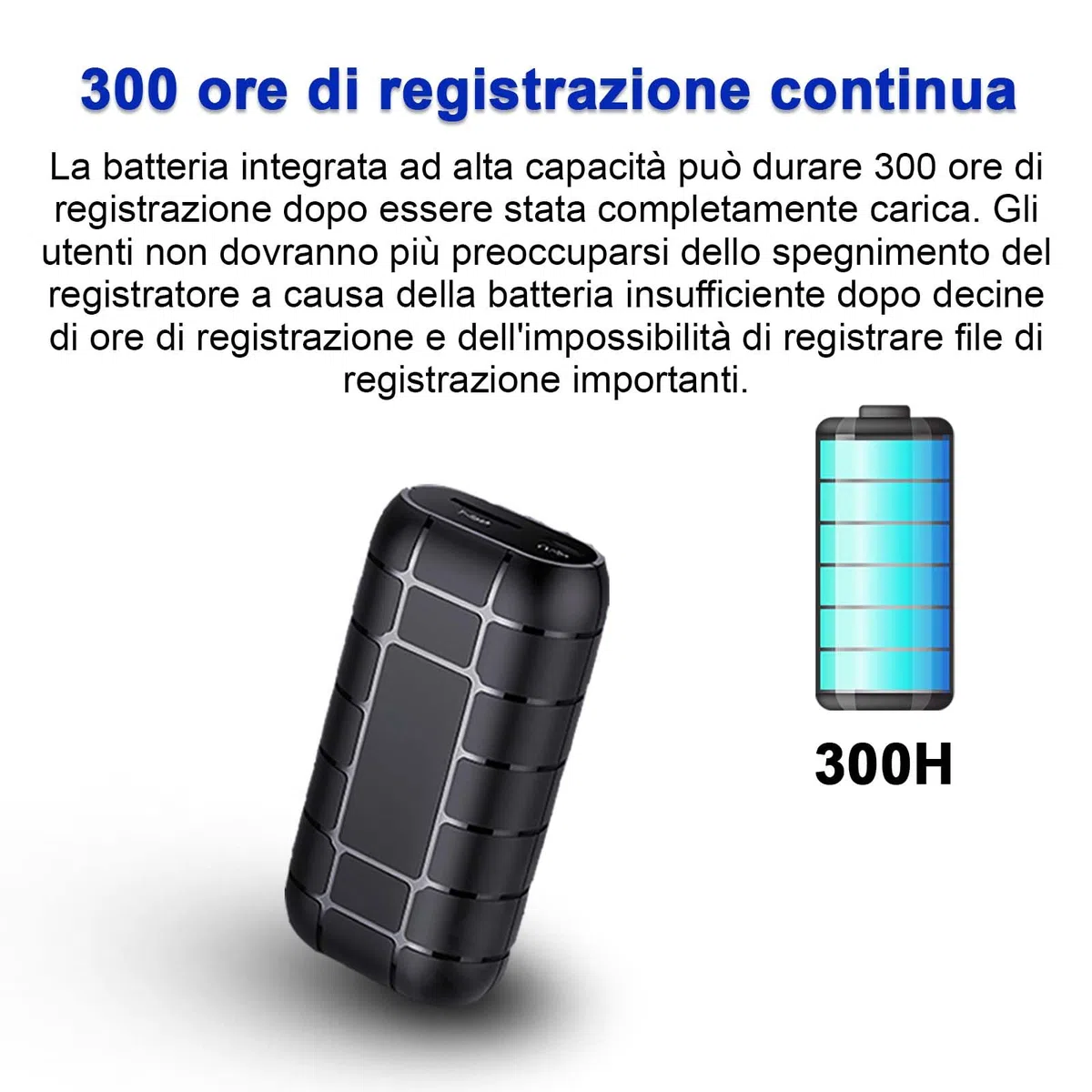 128G registratore magnetico ad attivazione vocale,Durata della batteria di 12 giorni, capacità di registrazione di 2000 ore, registratore audio digitale, piccoli dispositivi di registrazione