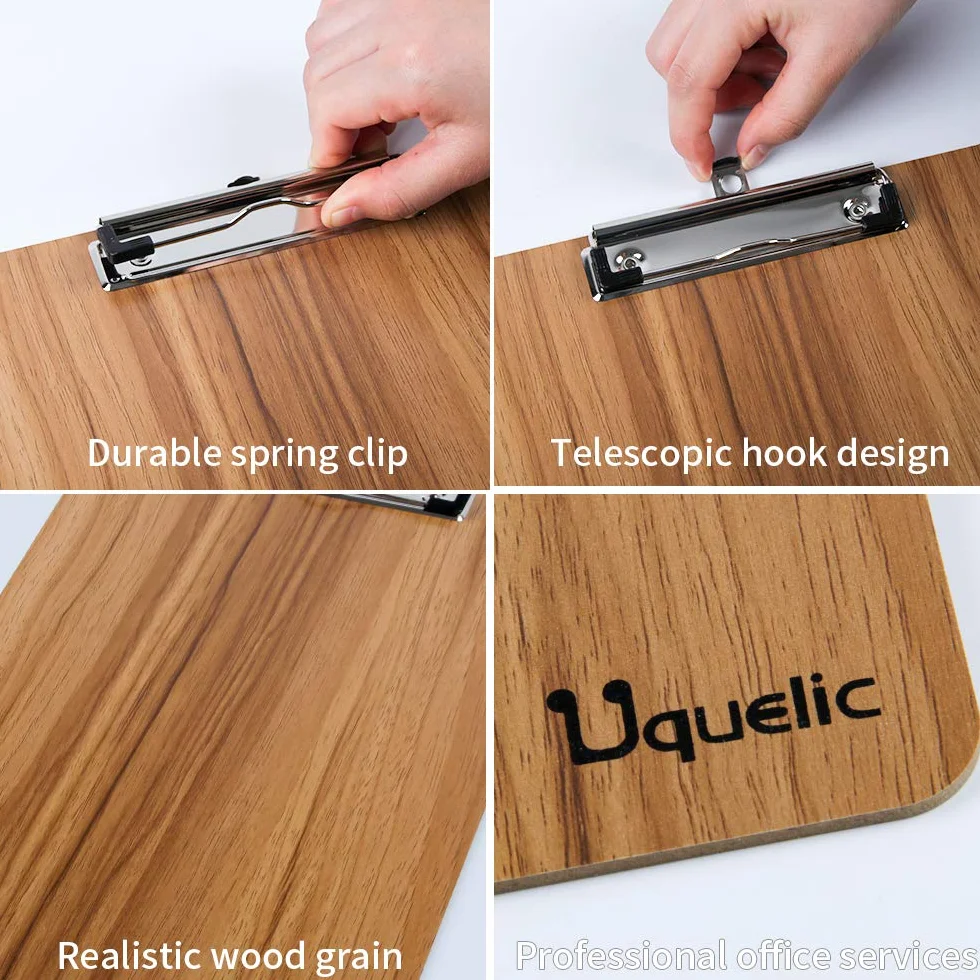 Uquelic 15 Pcs Legno Portablocco Clipboard A4 Menu Board con Clip Robusta e Foro per Appendere