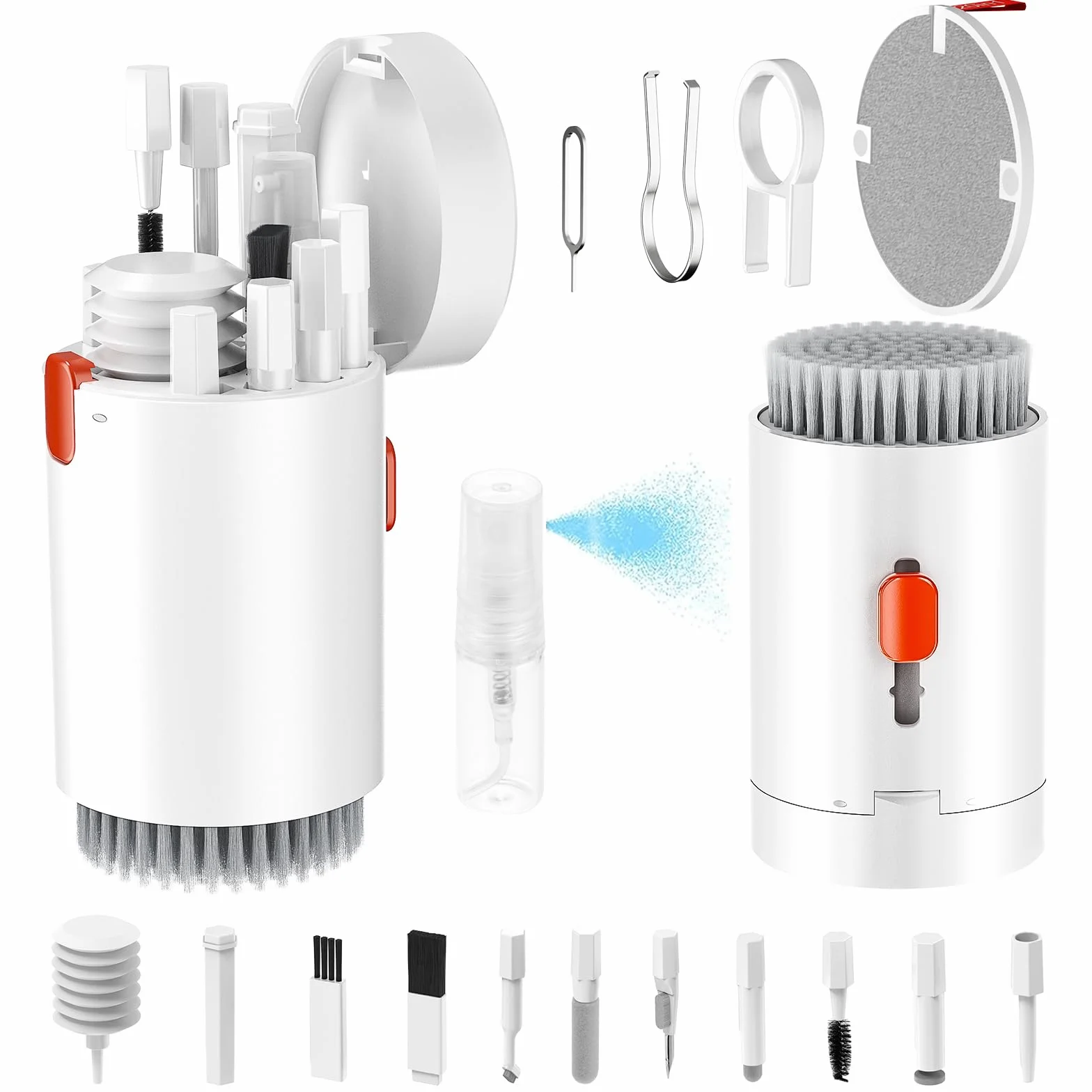 20 in 1 Kit Pulizia Penna Pulisci Auricolari - Soft Keyboard Cleaner Brush Multifunzione Polvere Spazzola Estrattore per Tastiera Pulizia, Bianco