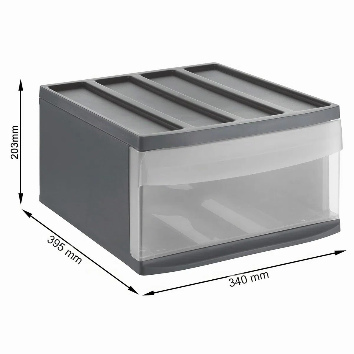 Rotho Cassettiera Systemix con 1 cassetto, plastica (PP) senza BPA, antracite/trasparente, L (39,5 x 34 x 20,3 cm)
