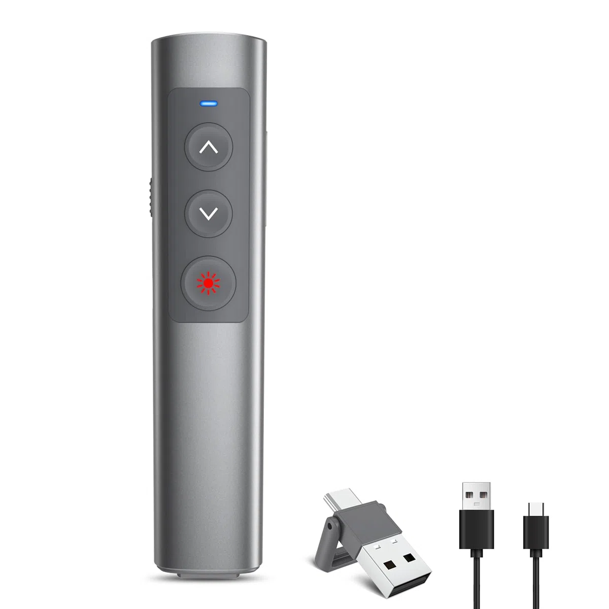 Puntatore Presenter Wireless Ricaricabile, Controllo del Volume, Telecomando Presentazioni Powerpoint, USB C Wireless Penna Puntatore PC per Presentazioni di Slides su Computer, Laptop, Mac