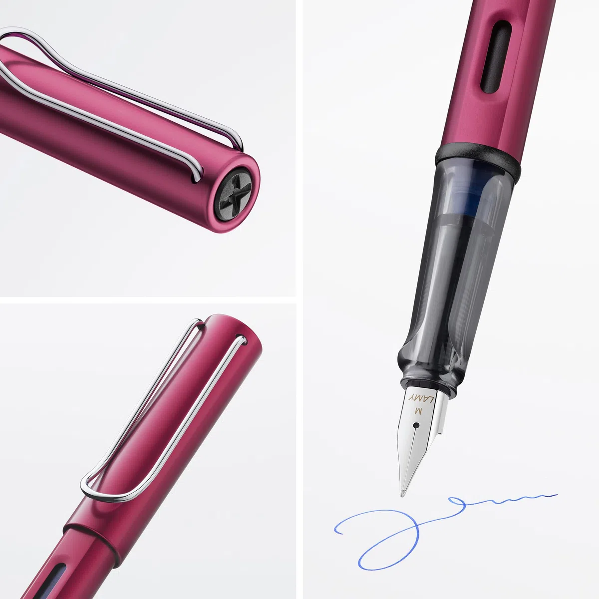Lamy AL-star black purple - Stilografica con impugnatura ergonomica e pennino in acciaio lucido misura F - corpo in alluminio leggero - cartuccia T 10 blue inclusa - destrimani