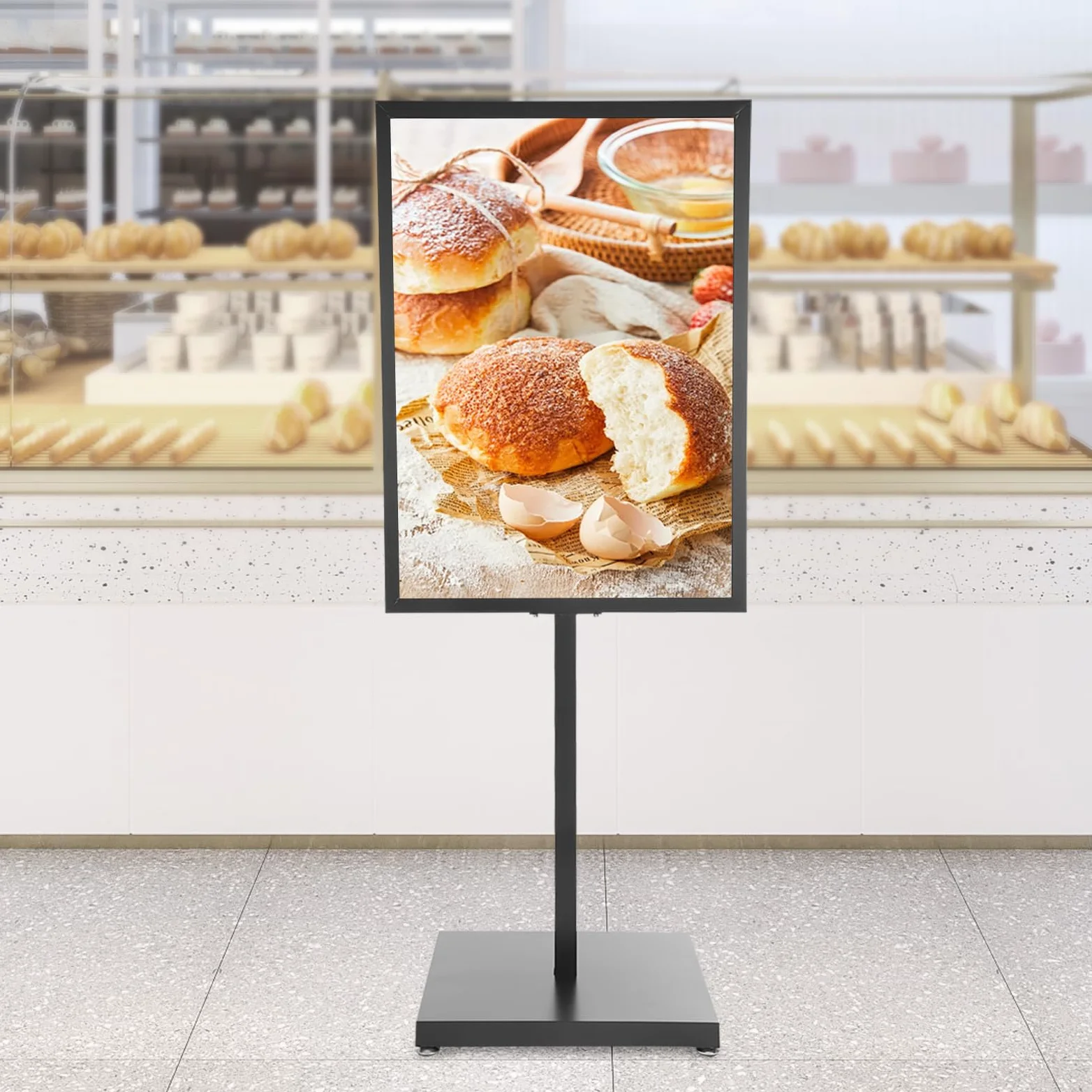 Supporto per cartelli A1 90x65 cm, espositore da terra in ferro, doppia faccia e pieghevole, cavalletto pubblicitario per negozi, supermercati e ristoranti