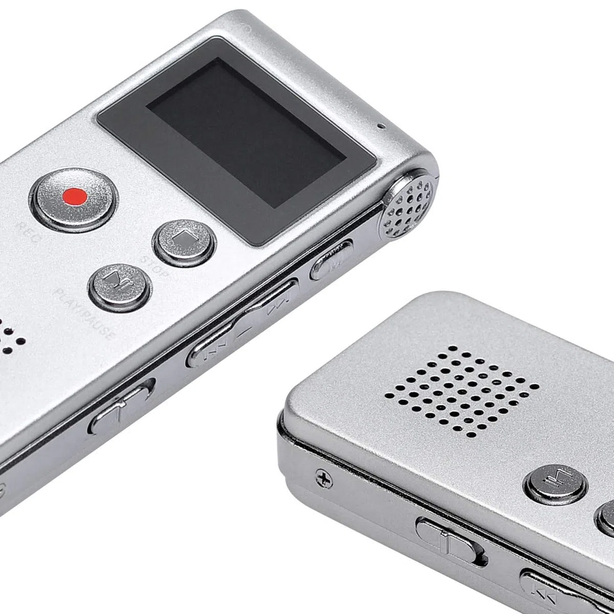 Lychee Professionale Registratore Vocale Digitale Portatile, 1536kbps,8 GB Multifunzionale USB Digital Audio Voice Recorder con Lettore MP3 (Argento)