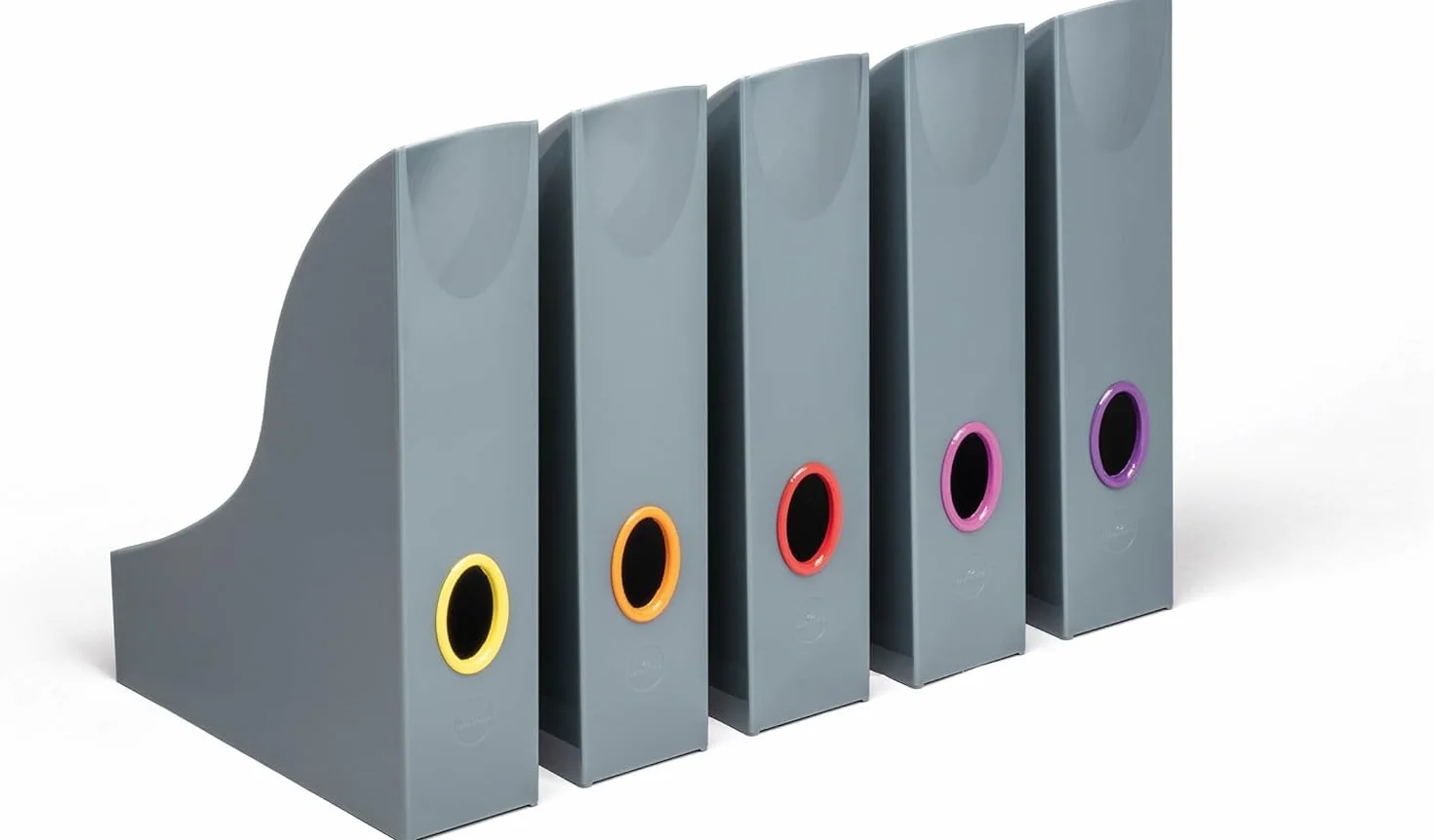 Durable 770657 Set di 5 Portariviste con Fori di Presa Colorati, 73x306x241 mm (1 Portariviste), Antracite