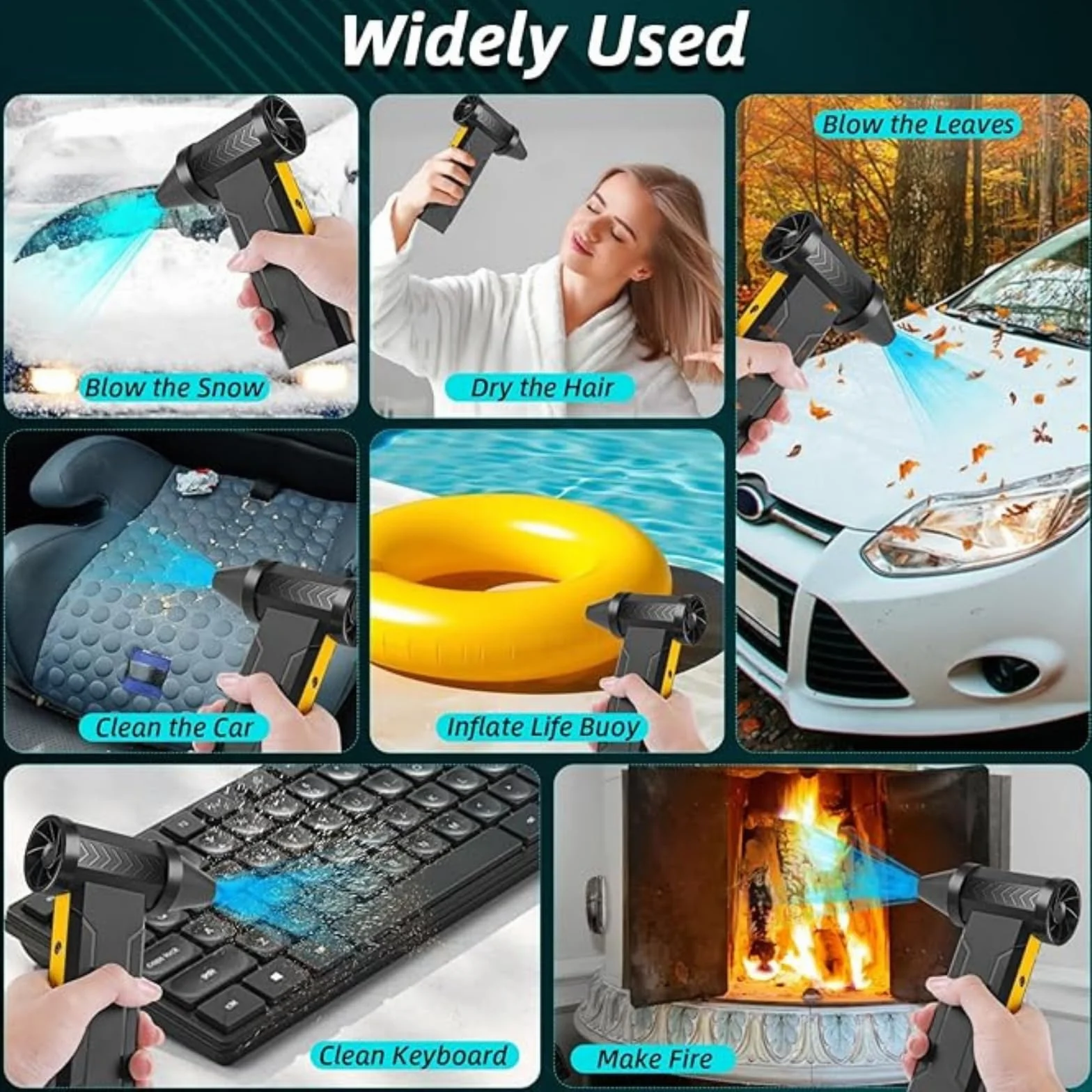 EMEBAY Soffiatore Aria Compressa/Ventilatore Turbo Portatile 160000TR/min Spruzzo Aria Compressa con Batteria 10000mAh Spolverino Aria compressa Air Duster per Pulizia PC Casa Auto