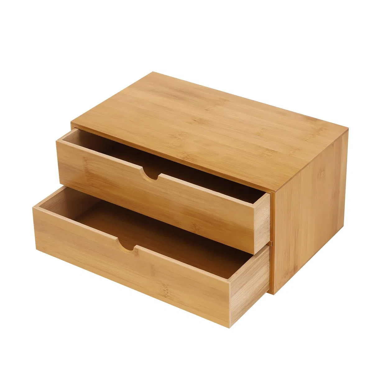 Organizzatore per Scrivania, Cassetto in Bambù Mini Cassettiera, Design Monopezzo, Scaffalatura per Trucco con 2 Cassetti per Ufficio, Soggiorno e Camera da Letto