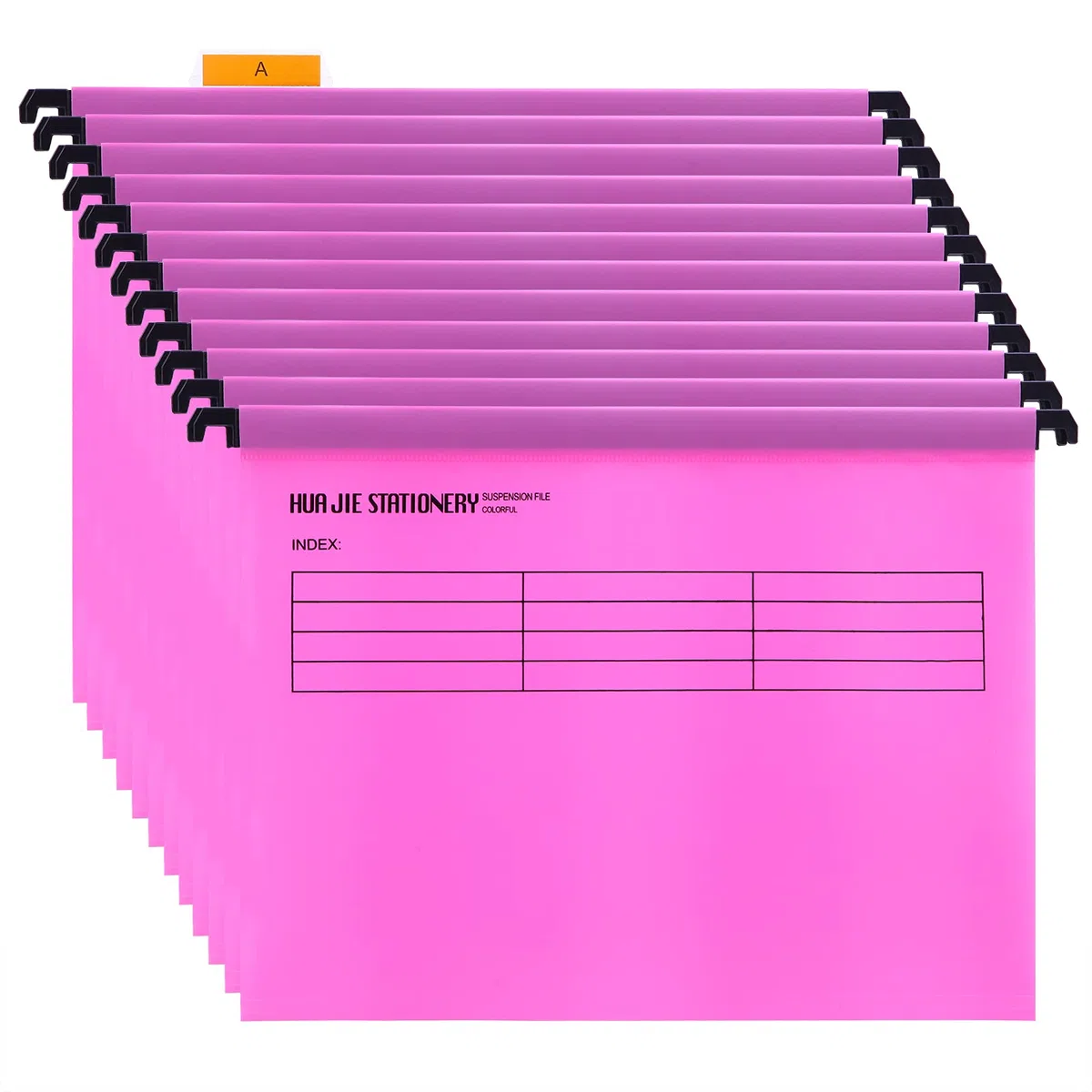 Cartelle Sospese in Polipropilene, formato A4, confezione da 12, Rosa, Cartelline Sospese con linguette e inserti per Schedari, per ufficio, casa, scuola