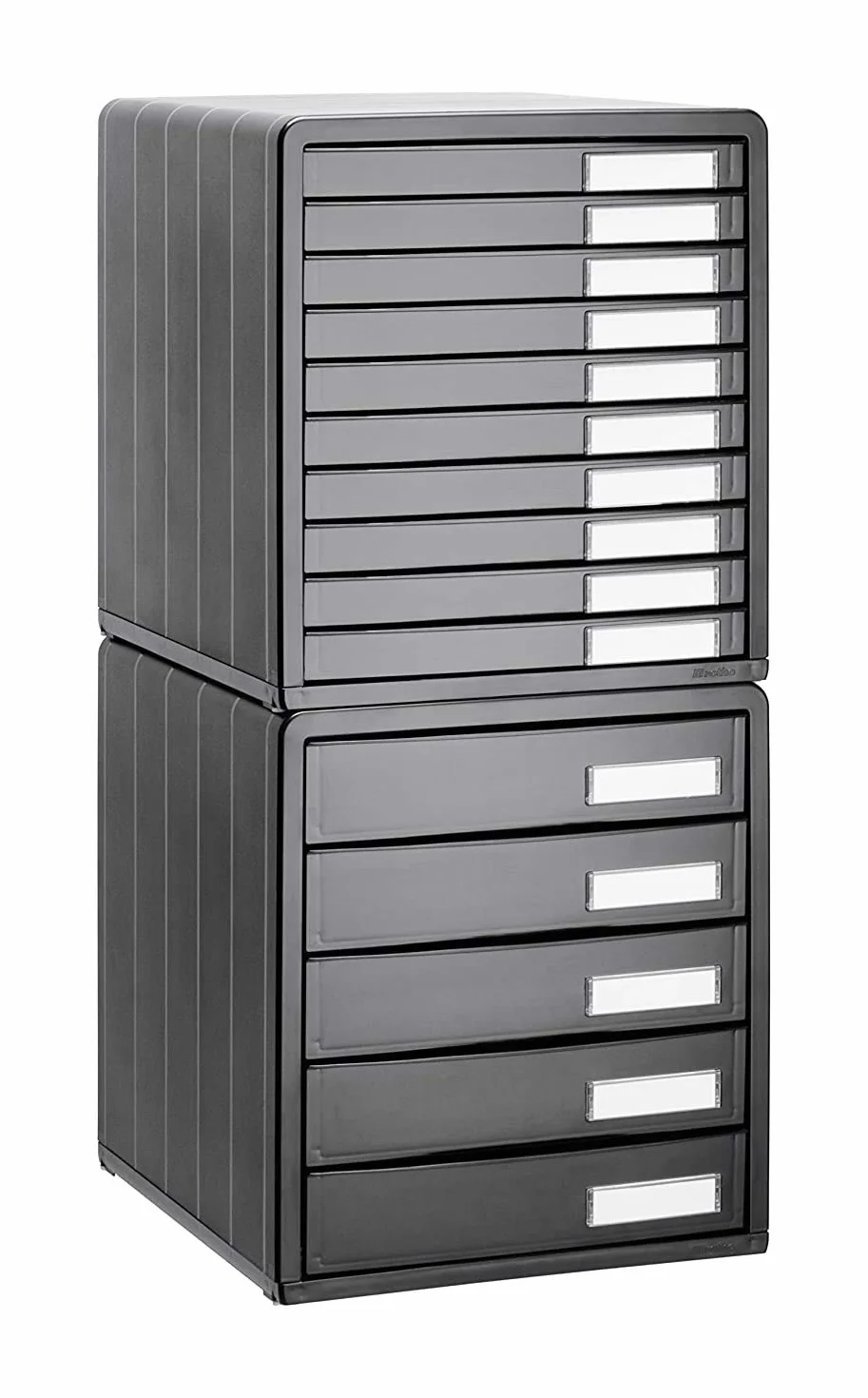 Rotho Timeless Cassettiera/Scatola da Ufficio con 10 Cassetti, Plastica (PS) senza BPA, Grigio (Antracite), 34.5 x 29.0 x 32.0 cm