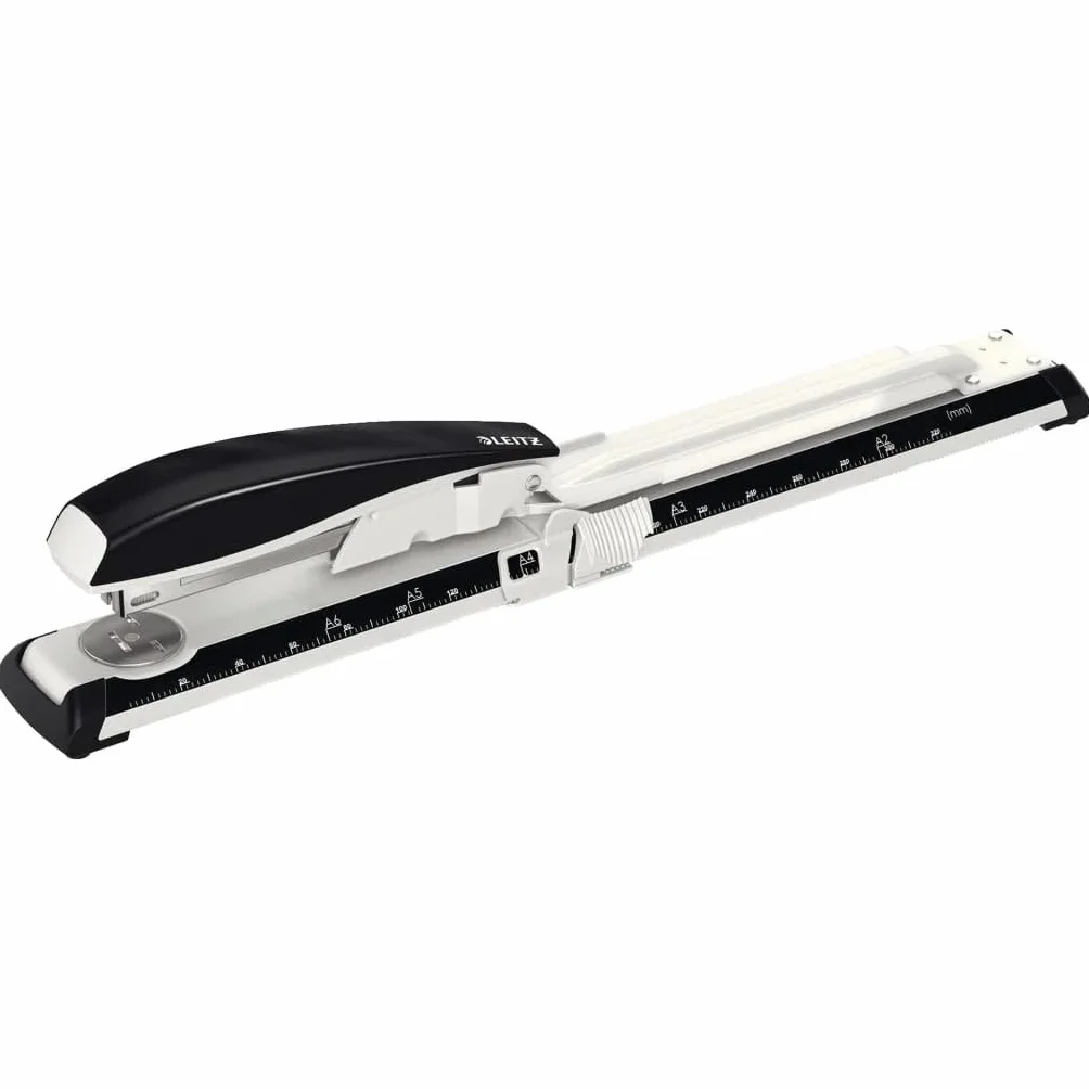 Leitz Cucitrice da ufficio con braccio lungo, Capacità 40 fogli, Nero, Design ergonomico in metallo, Gamma NeXXt, Include punti, 55600095