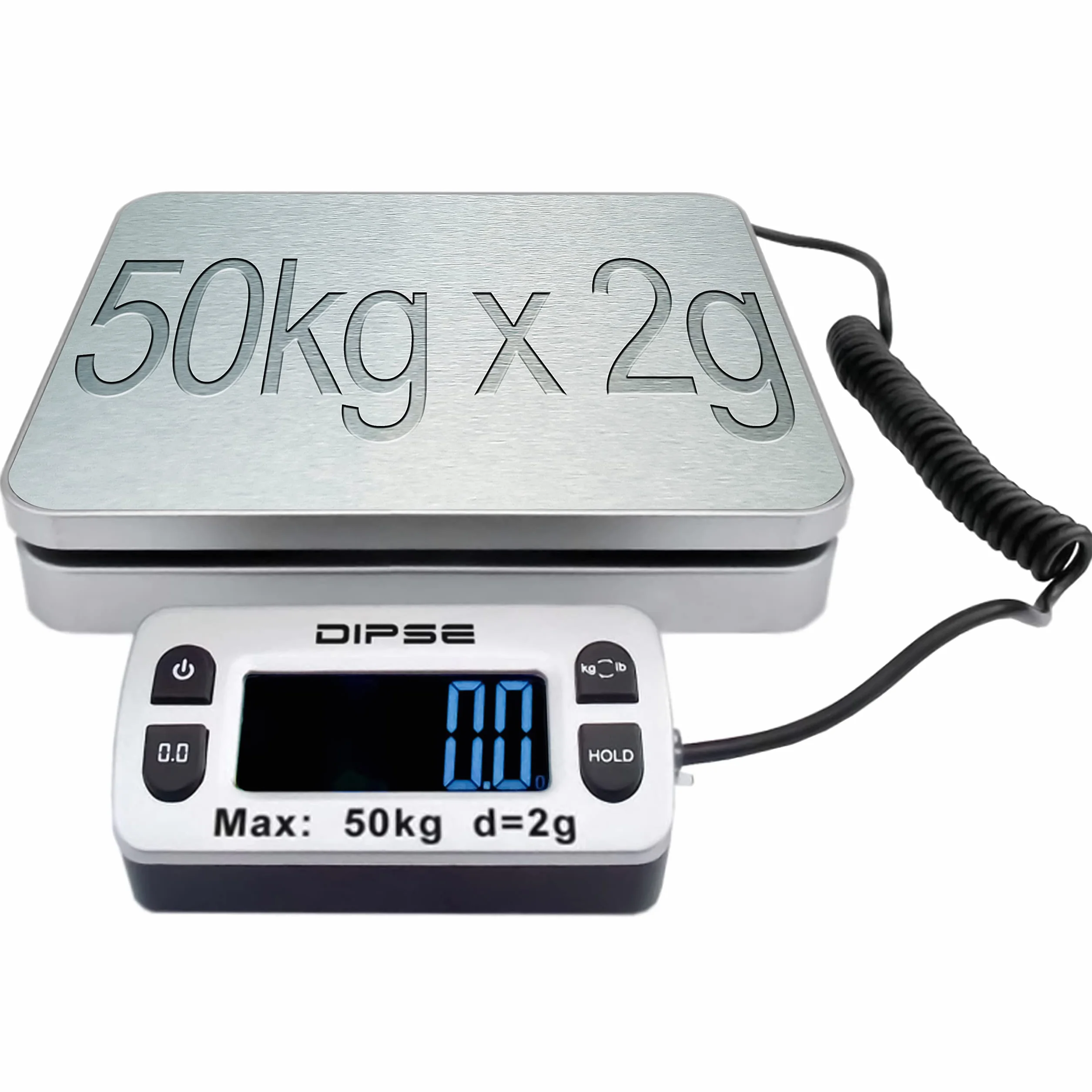 DIPSE Parcel Mini - Bilancia per pacchi, con display esterno e grande capacità di pesatura 50kg x 0,002kg