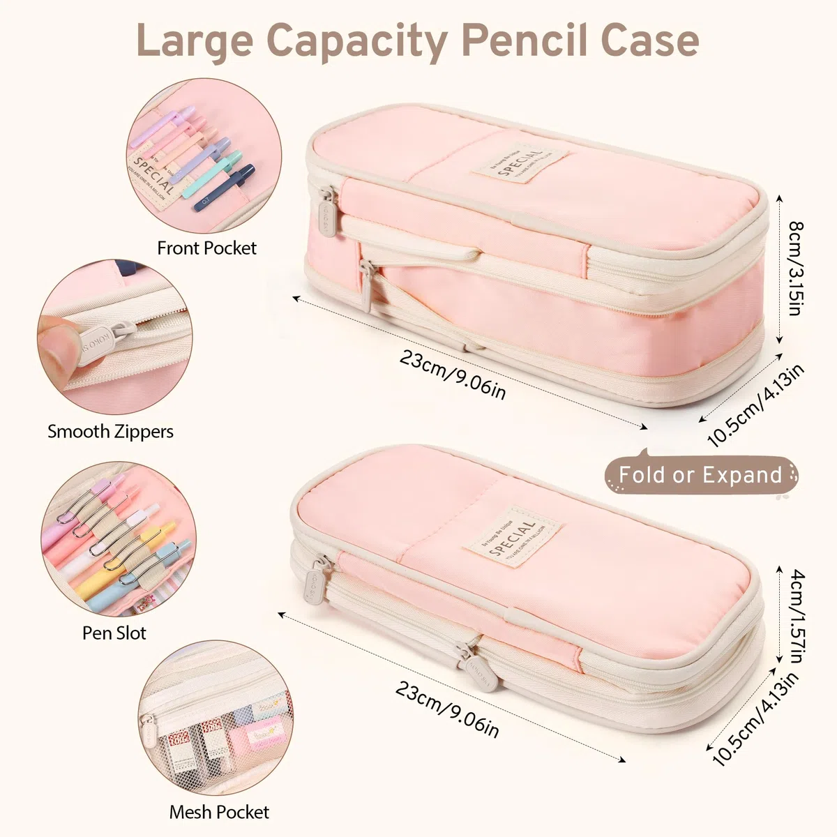 DazSpirit 62 Pezzi Set Cancelleria Estetico con Astuccio Pieghevole, 12 Evidenziatori Pastello, 4 Penne Cancellabili, 5 Penne Gel, 6 Portamine, Forniture Scolastiche per Ragazze e Adolescenti (Rosa)