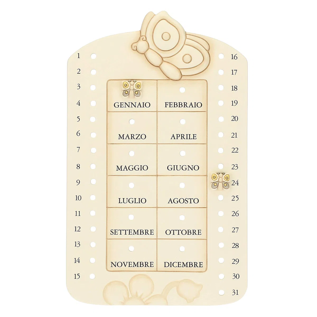 THUN - Calendario da Muro Perpetuo - Arredamento Casa - Linea Elegance - Ceramica - 20 x 32,6 x 1,5 h cm