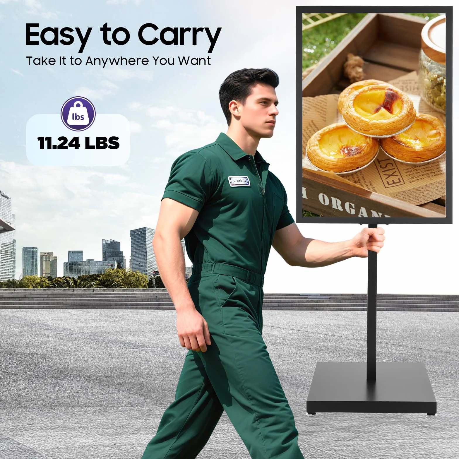 Supporto per cartelli A1 90x65 cm, espositore da terra in ferro, doppia faccia e pieghevole, cavalletto pubblicitario per negozi, supermercati e ristoranti