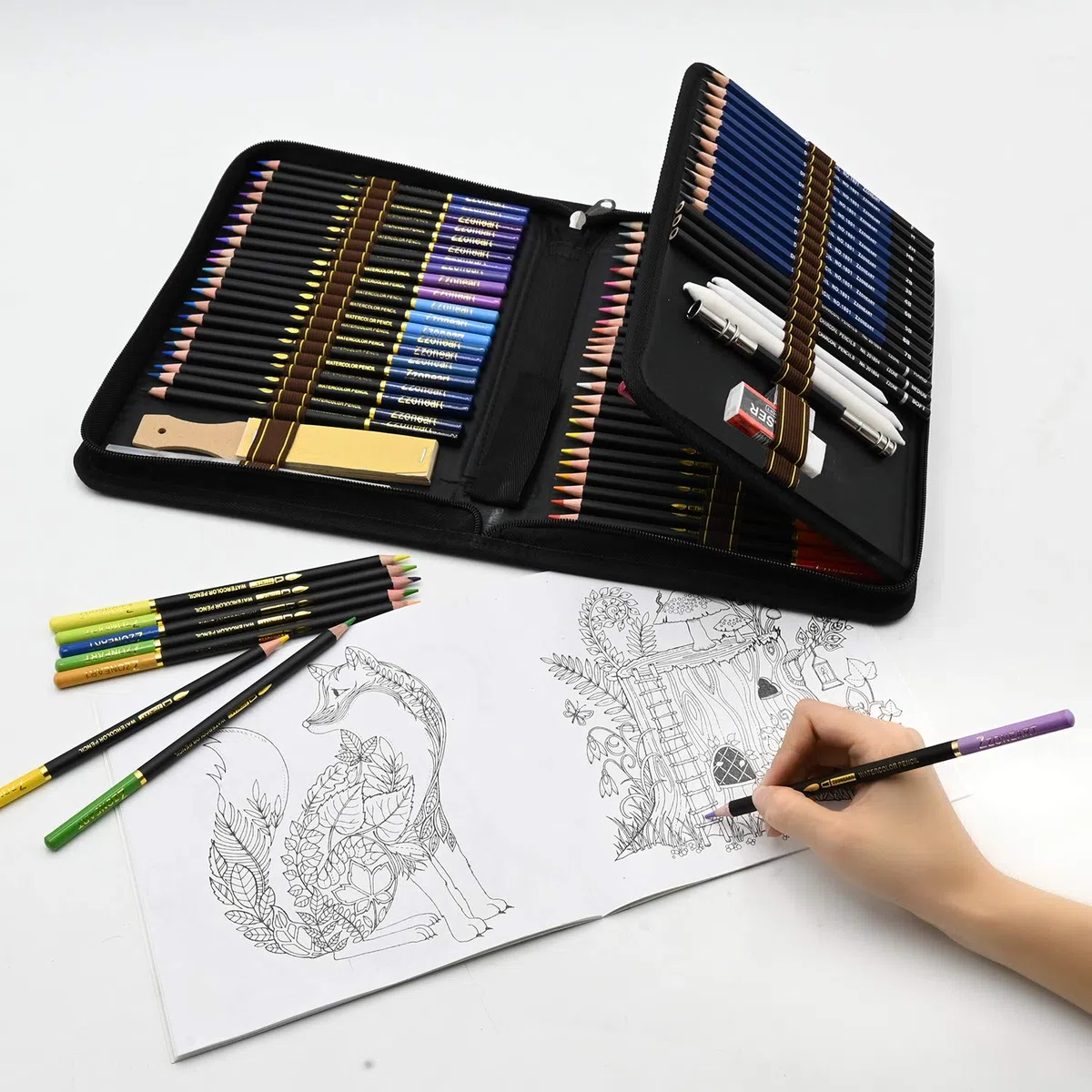 Set di 96 Matite Colorate Acquerellabili e Matite di Disegno Artistico, Ideali per Colorare Disegni, Fumetti e Manga, Per Adulti, Professionisti e Principianti