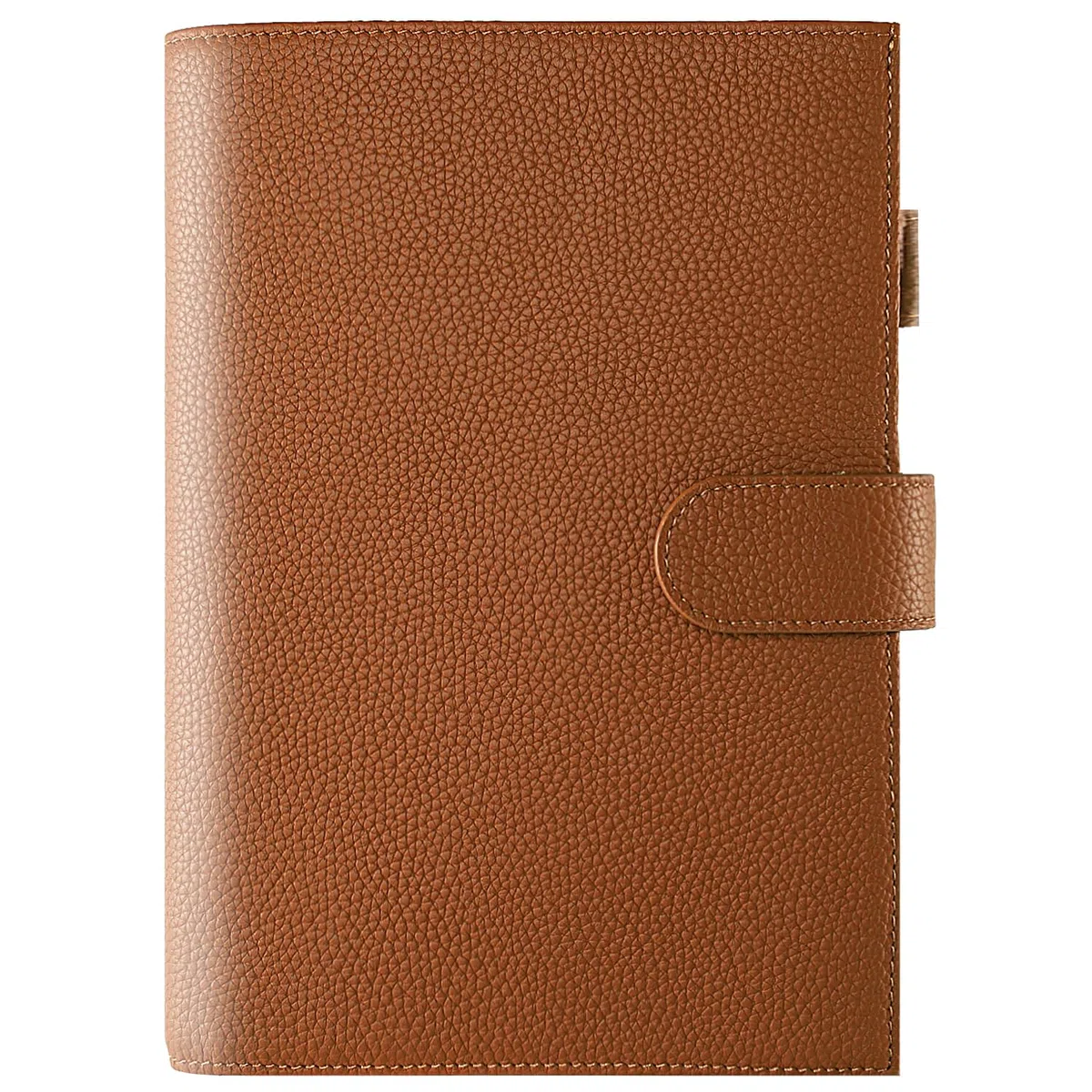 Copertina in pelle A5 – Deluxe Planner Cover adatta per Hobonichi, Stalogy, Midori Planner e molto altro – con passante per penna, slot per schede, tasca posteriore e segnalibri (marrone)