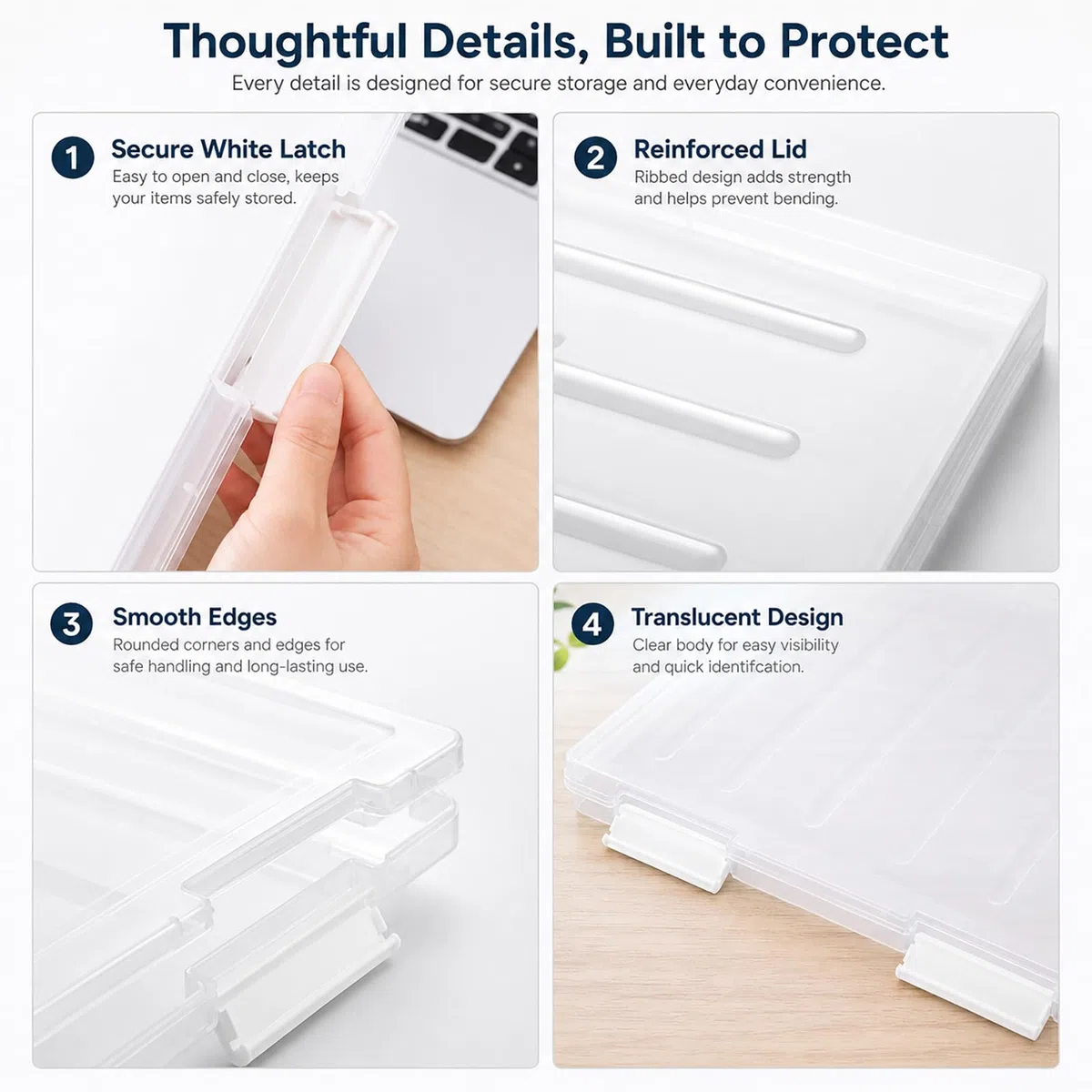 A4 Storage File Scatole (4 pack), Plastica Trasparente Scatola Portatile Archivio, Organizzare e Conservare Documenti, Opera d'Arte, Foto, Cancelleria e Hobby Strumenti