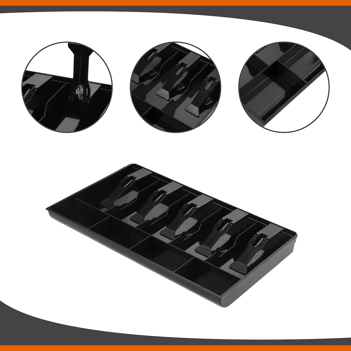 Vassoio di Cassa, 40,5 * 24,5 * 3,5cm Cassetto di Cassa a 9 Griglie Cassetto di Cassetto Porta Contanti con 5 Banconote e 4 Monete Rimovibile Cassettiera del Registratore di Cassa