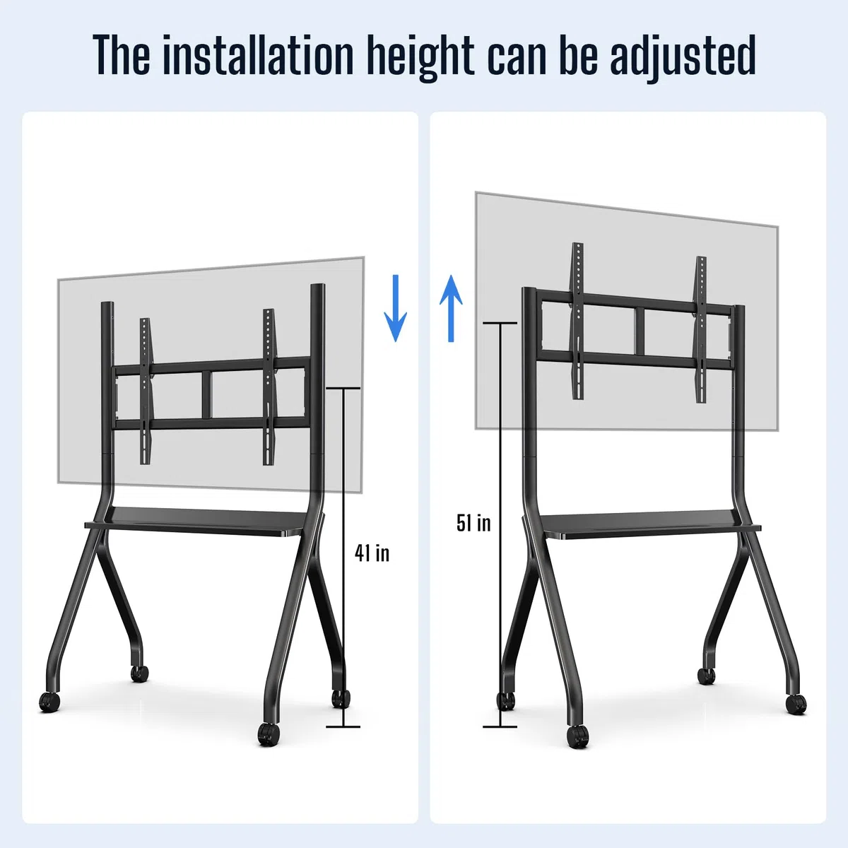 Smart Board Stand per Lavagna Interattiva 55"-65", Quattro Ruote Bloccabili