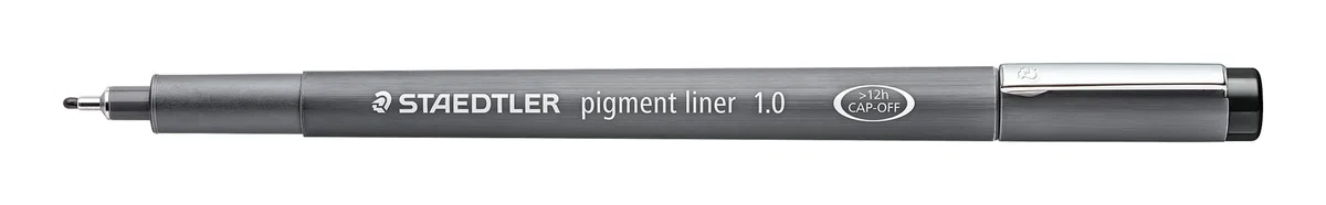 STAEDTLER penne Pigment Liner, inchiostro nero, punta in metallo, larghezza tratto 1.0 mm, ideali per disegno tecnico, confezione da 10, 308 10-9