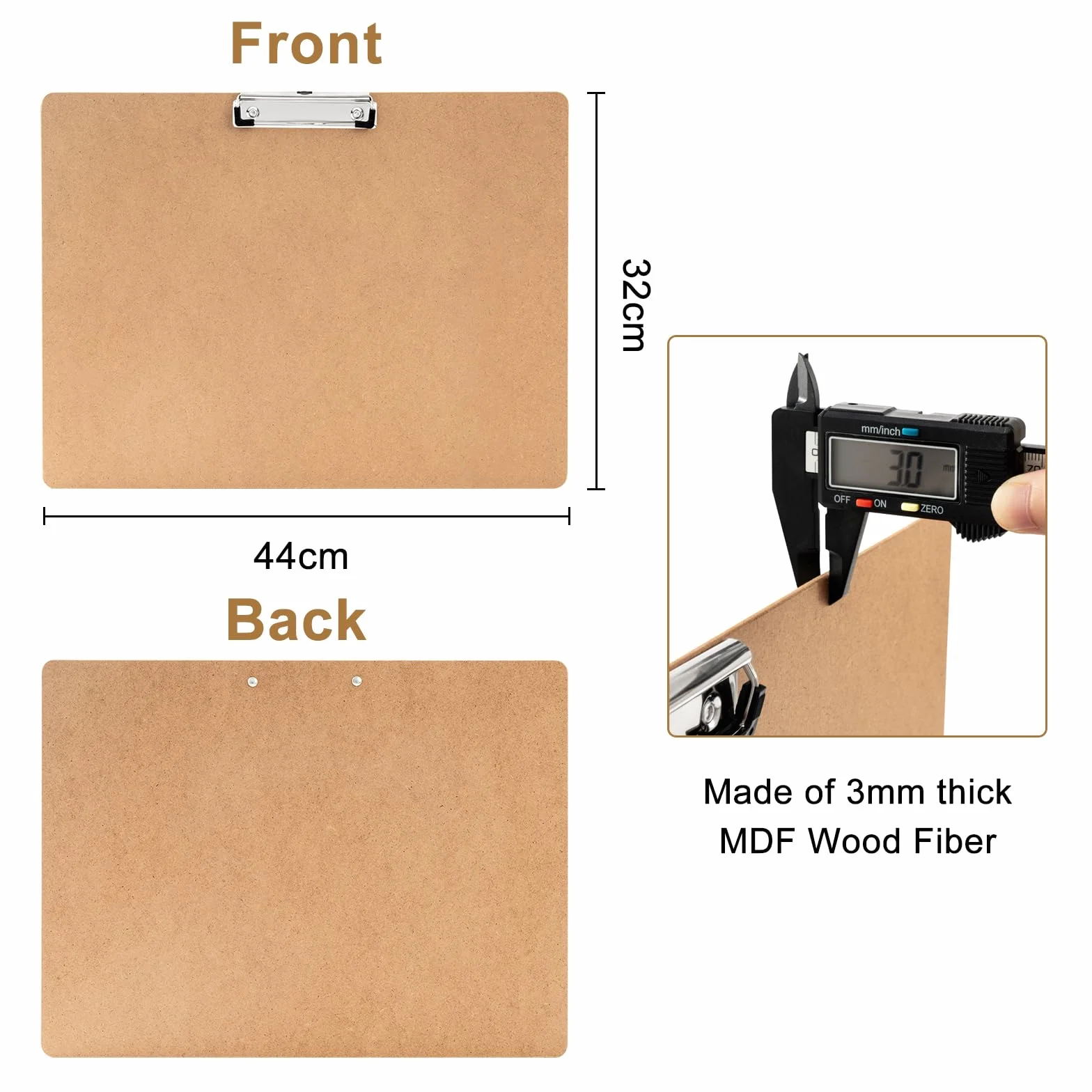 Grande Portablocco A3 in Legno, 2 Pezzi, Versione Orizzontale, Realizzato in MDF, per Scrivere, Disegnare, Dipingere e fare Schizzi a Scuola, a casa, all'aperto