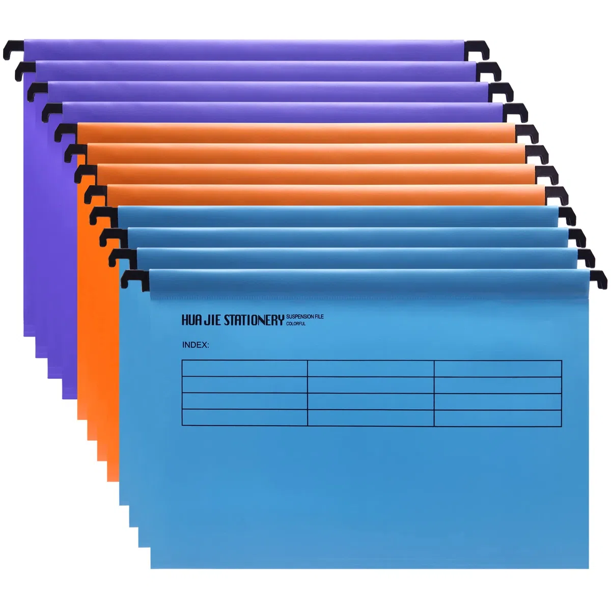Foolscap Cartelle Sospese (confezione da 12, 3 colori), Cartelle Sospese in Plastica con Linguette e Inserti per Etichette con Lettere, per Schedario, Organizzazione di File