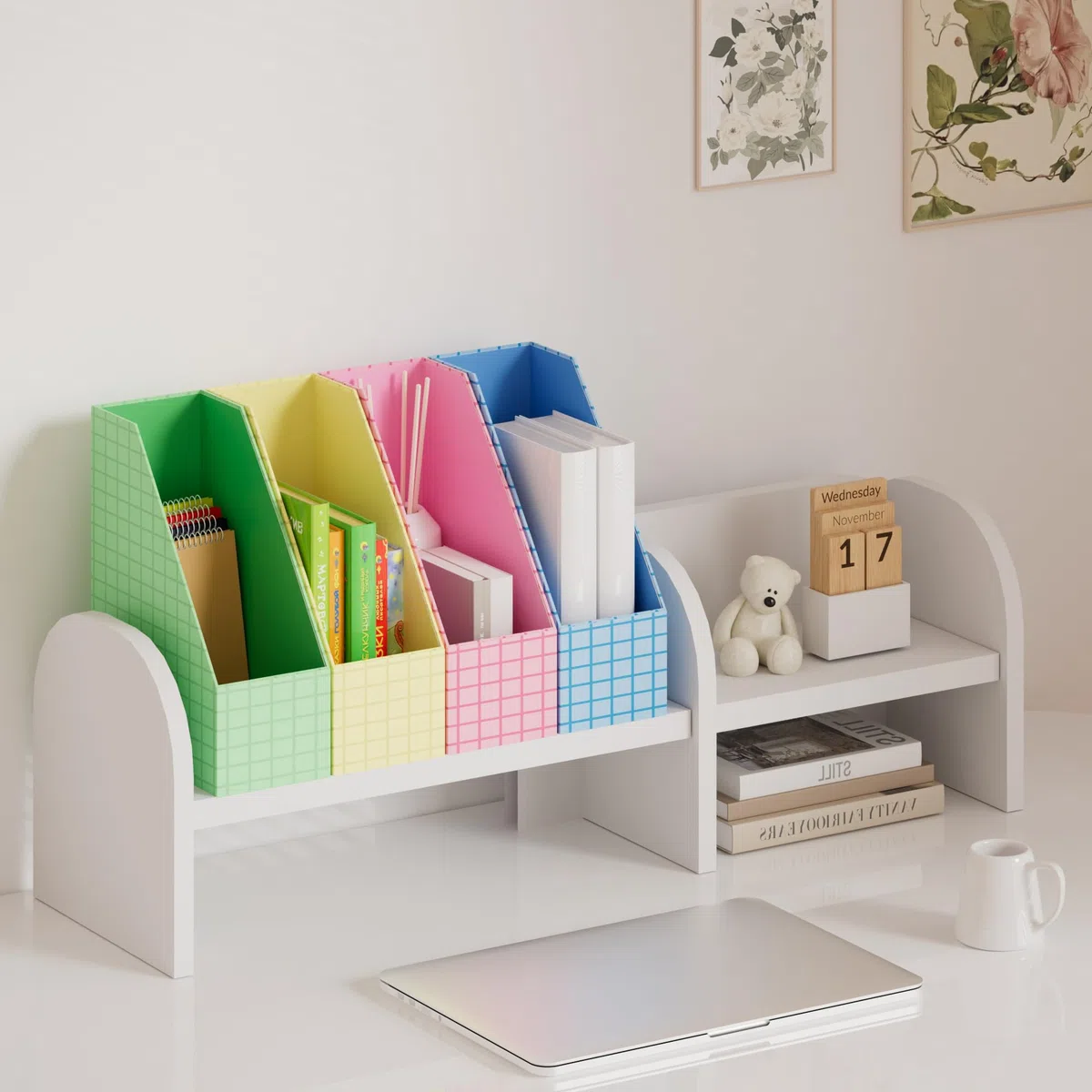 JiaWei Portariviste 4 Pezzi, Fondo Robusto, Realizzato in Cartone Extra Robusto da 2150 g/m², Larghezza 10,5 cm, A4 Cartella stand-up, per casa, ufficio e scuola - Multicolore