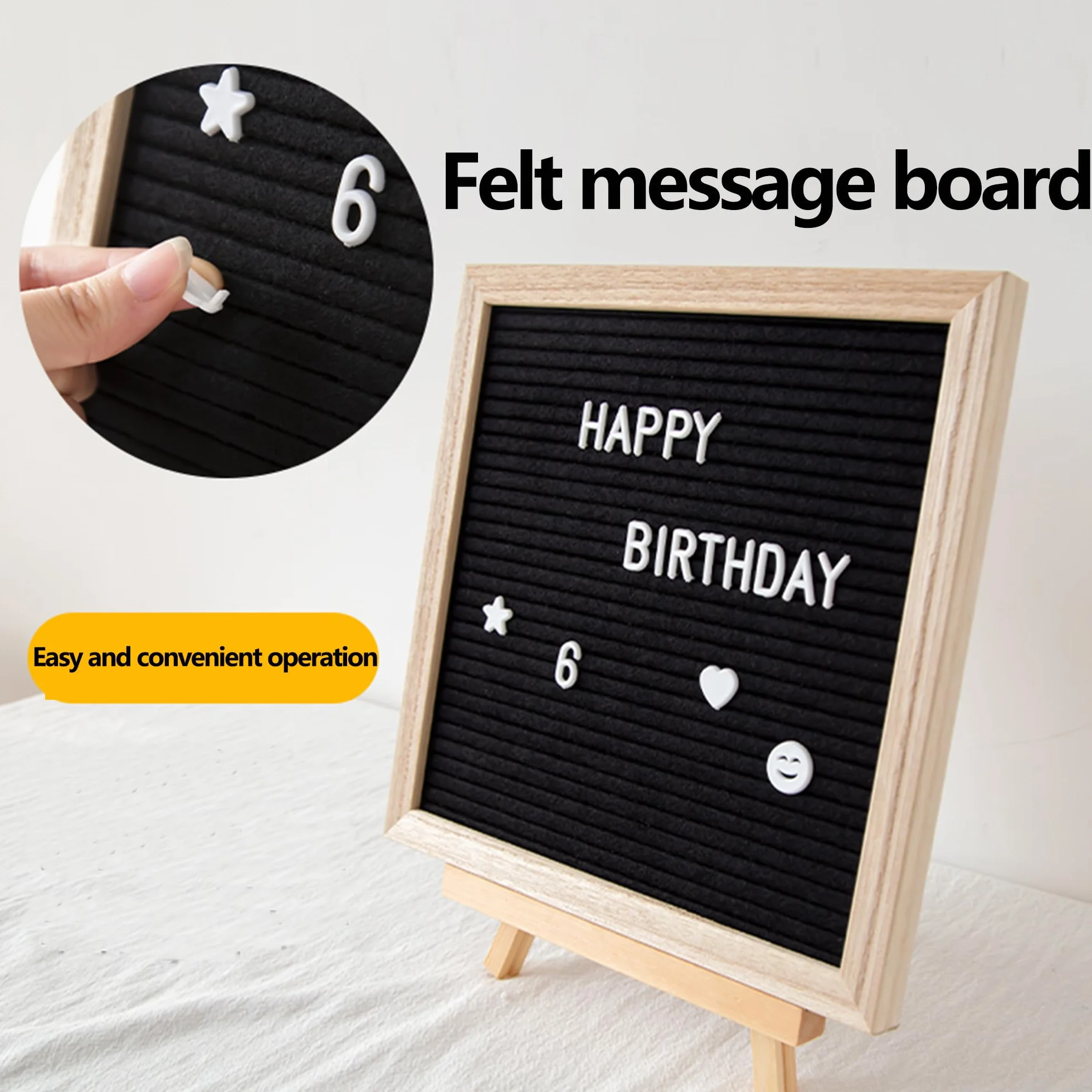 Bacheca Per Lettere In Feltro, 25x 25 cm Bacheca Messaggi Feltro Letter Board Con 510 Lettere,Numeri et Emoticon, Per Decorazione,Matrimonio,Baby Milestone,Insegnamento,Display Del Negozio