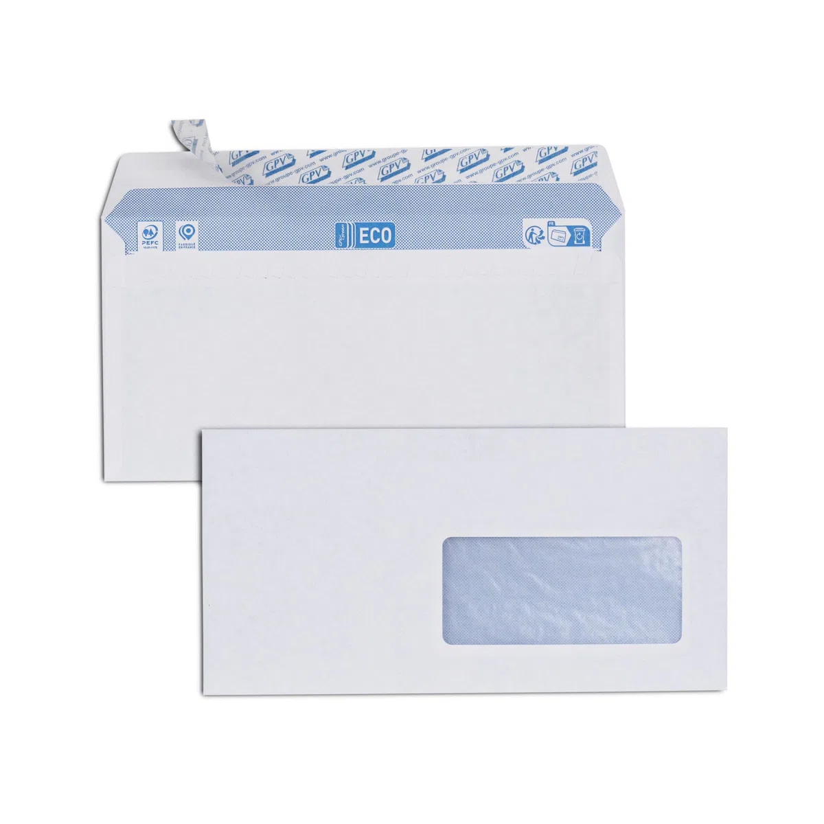 GPV 7856 - Confezione da 500 buste con finestra autoadesiva, 110 x 220, colore: Bianco