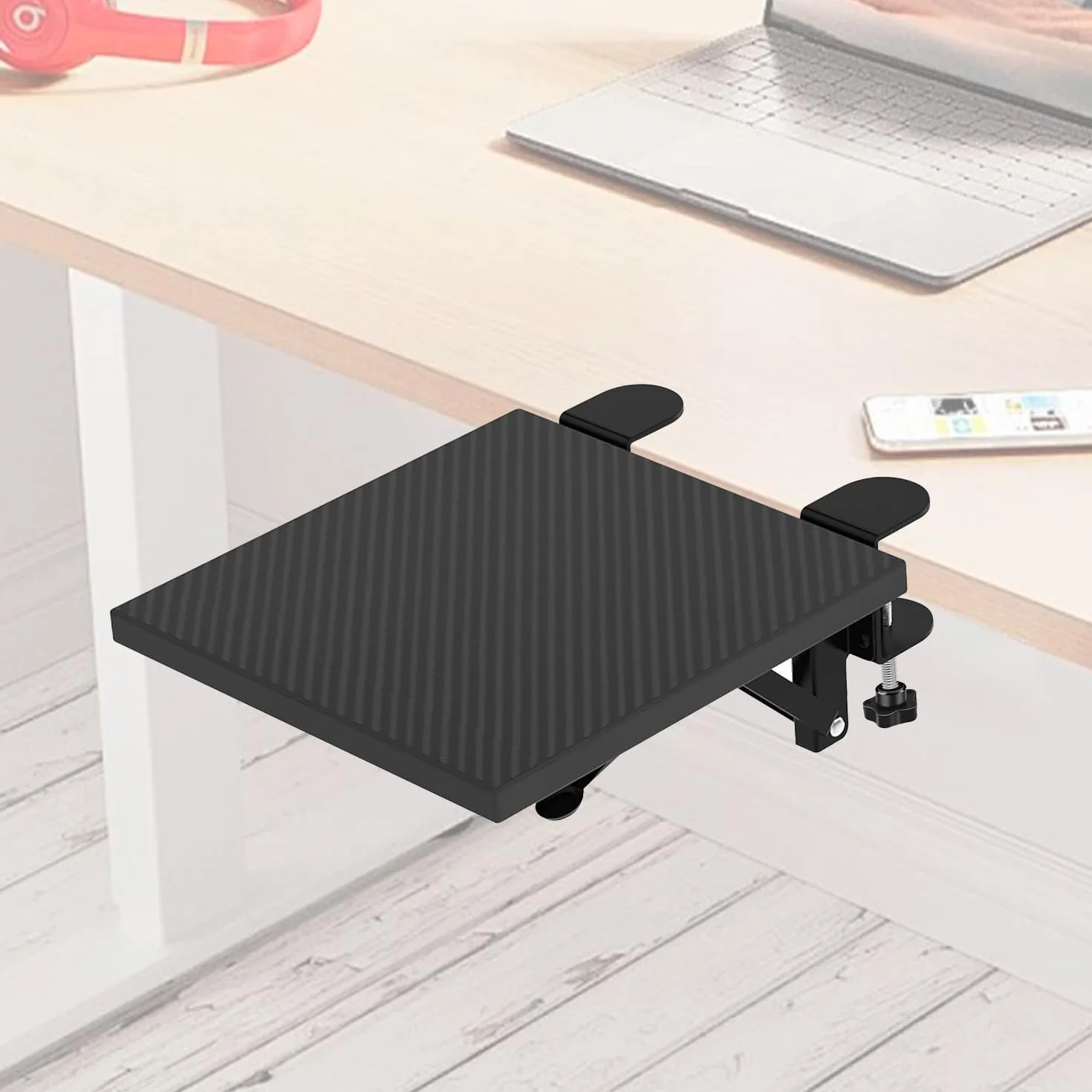 Supporto per Bracciolo per Computer, 90° Pieghevole Prolunga Ergonomica per Scrivania Supporto per Tavolo Quadrato Rilassa i Muscoli delle Spalle per Casa e Ufficio, Nero(20×24cm)