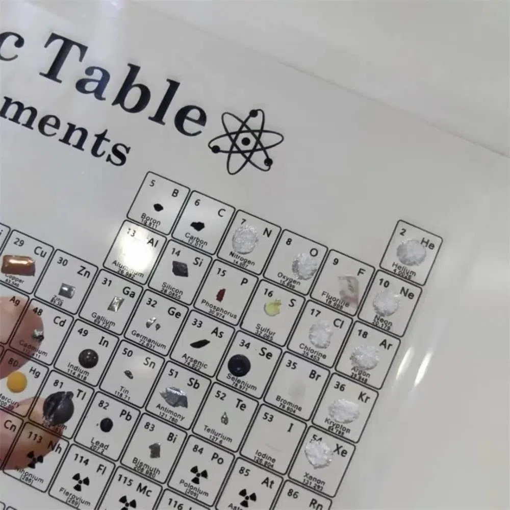 Tavola Periodica, Tavola Periodica in Acrilico, Tavola Periodica Elementi Reali di 83 Elementi, per Studenti Insegnanti Bambini Studenti Artigianato Decorazione