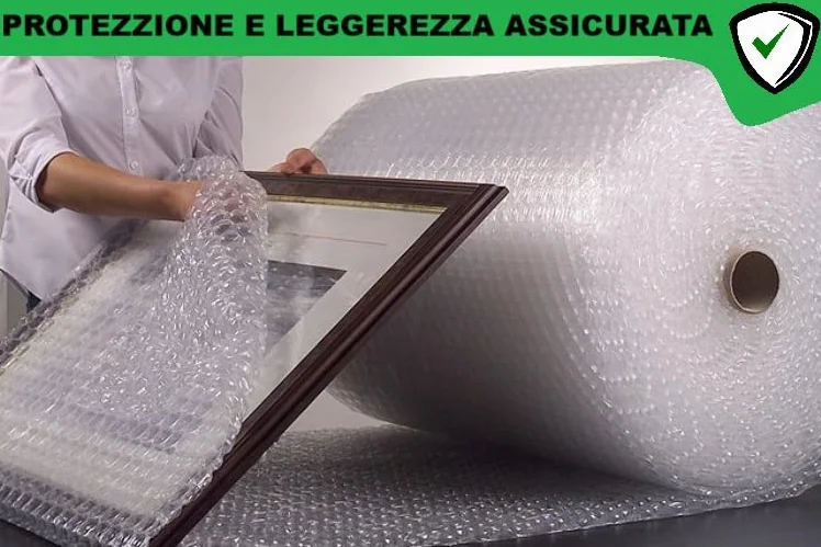 D. & D. Polistirolo Pluriball per Imballaggio e Spedizioni – Made in Italy– Bolle Aria per Protezione, Imbottitura, Confezionamento di Oggetti nel Trasporto (H 150 cm x 50 mt/l)