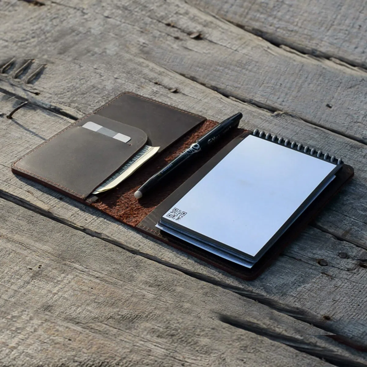 JJNUSA Compatibile con Rocketbook Mini Cover Smart Business Fatto a mano in vera pelle invecchiata Diario Notebook Cover per Moleskine Cahier Porta Carte Mini 8,9 x 14 cm Marrone scuro