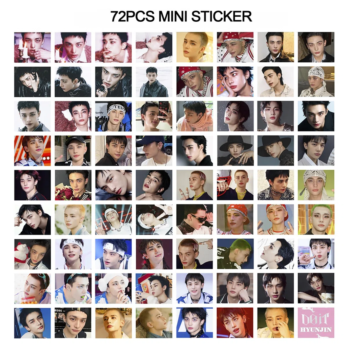 Fotocard dei Stray Kids 127 pezzi, set di foto per l'album DO IT, merchandise dei Stray Kids, 55 pezzi di fotocard e 72 pezzi di adesivi, regalo per STAY, set regalo per i Stray Kids (HYUNJIN)