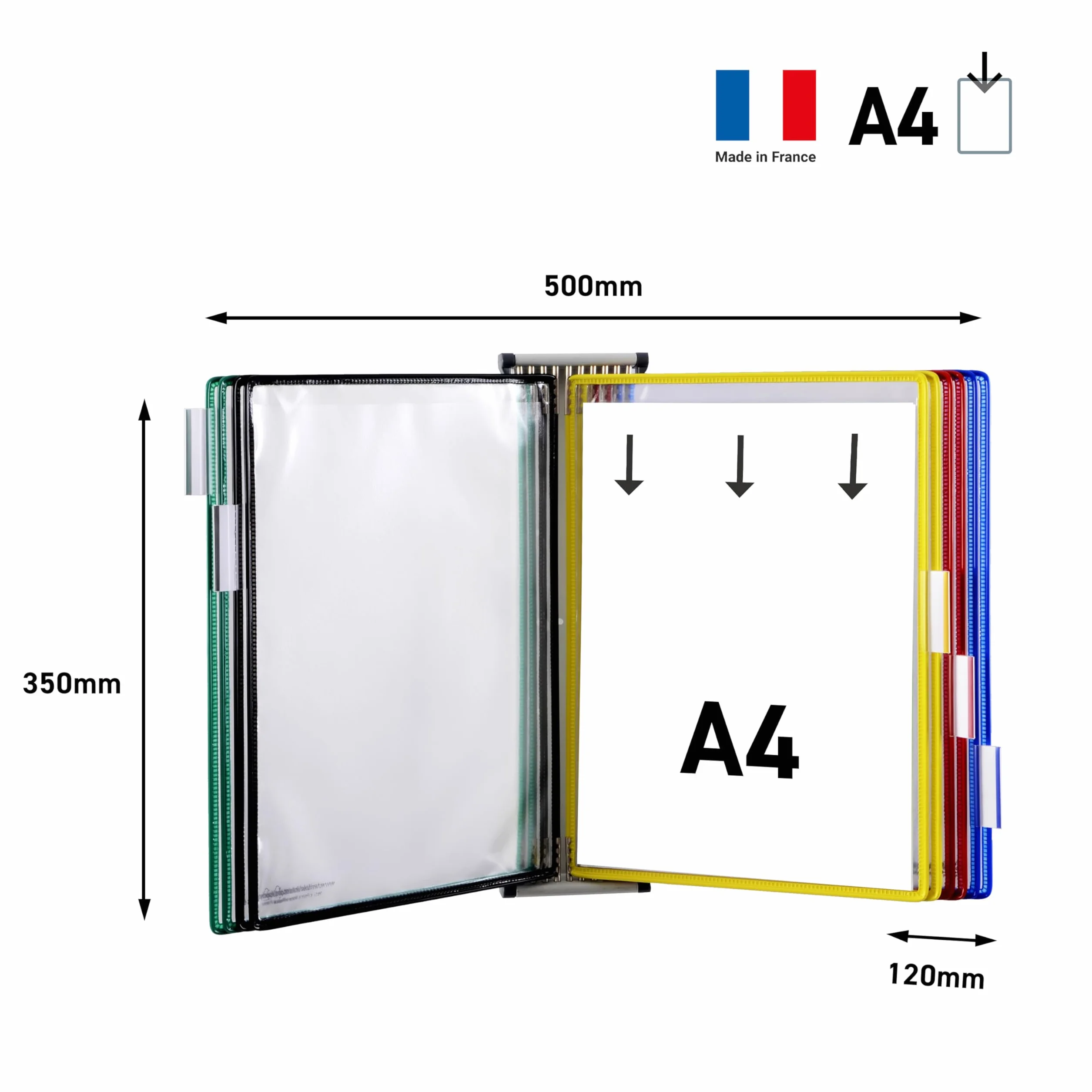 Tarifold B414109 Leggio a Muro A4, 10 buste, colori assortiti