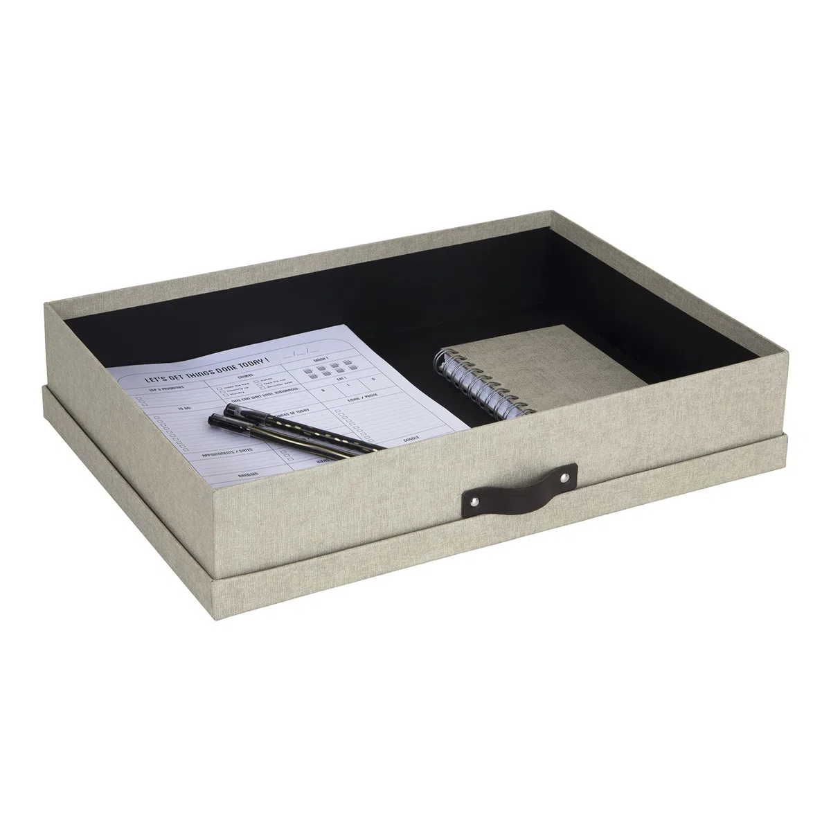 Bigso Box of Sweden Portadocumenti Scrivania A3 - Organizer Ufficio Con Coperchio e Maniglia - In Fibra di Legno e Carta - Beige