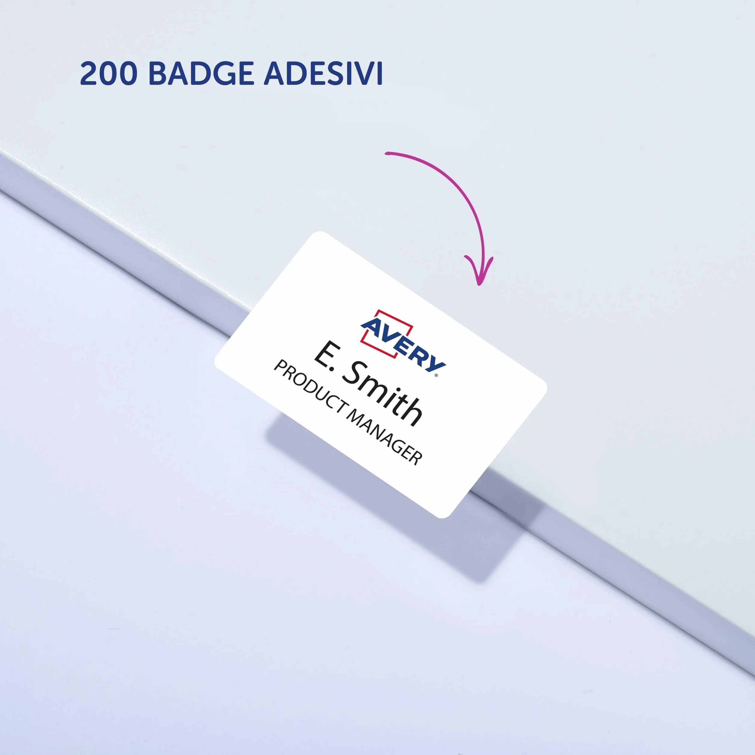 Avery Italia L4785-20 Badge Adesivi, Stampanti Laser, 20 Fogli, 80 x 50, Bianco