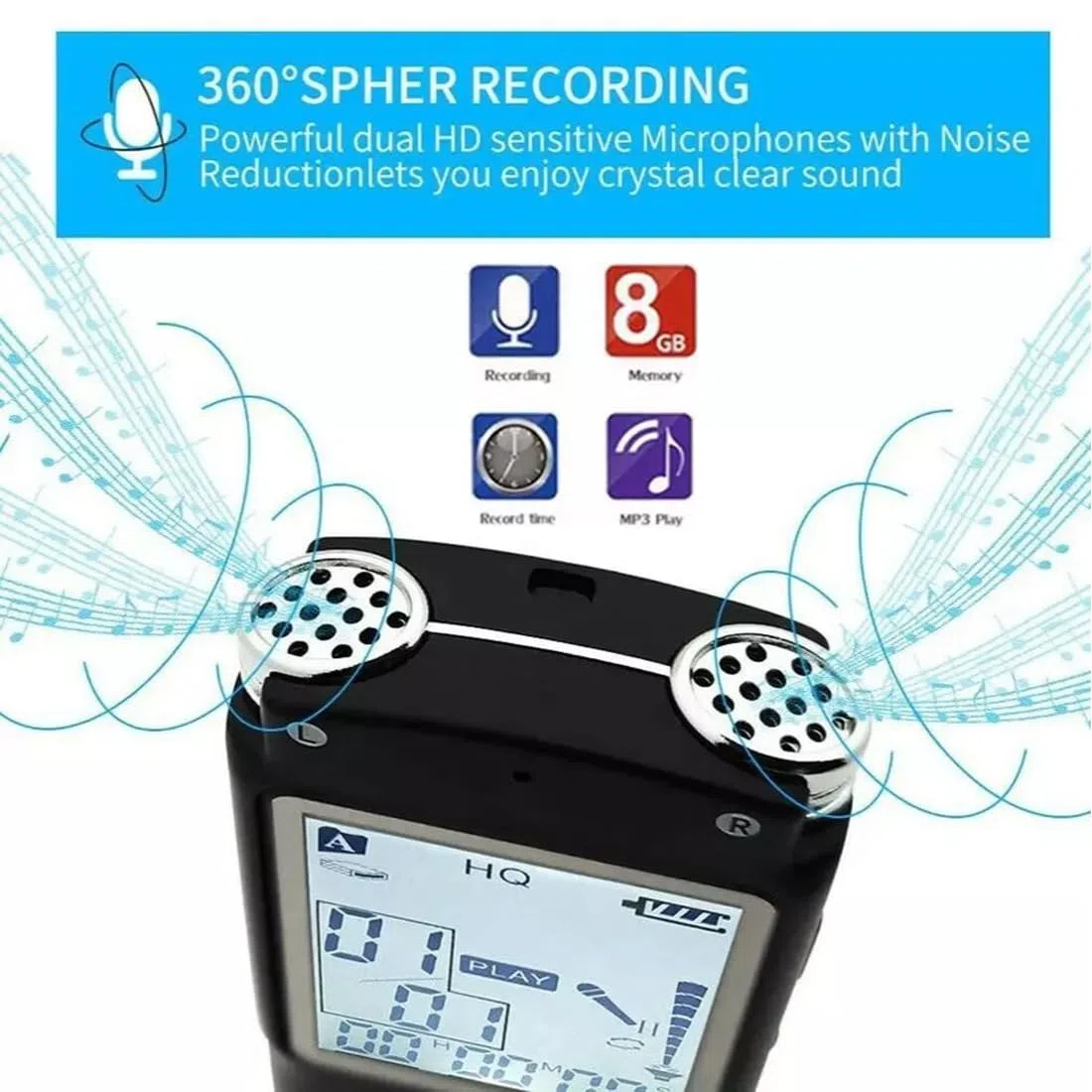 Ghost Hunting EVP, registratore vocale digitale da 8 GB, attrezzatura paranormale, registratore vocale digitale, mini spia professionale dittafono registrazione audio con WAV, lettore MP3