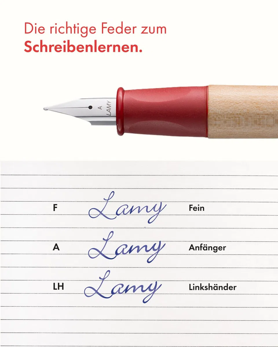 Lamy abc - Set per imparare a scrivere, in confezione regalo, 1 penna stilografica per bambini con penna per principianti e 1 matita, impugnatura antiscivolo, cappuccio e cubo in plastica