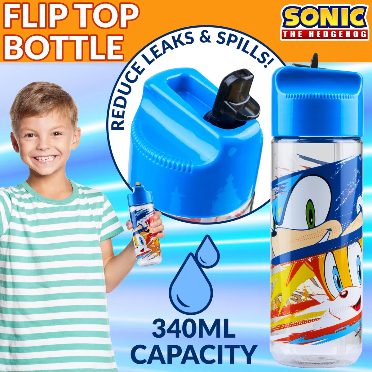 Get Trend SONIC THE HEDGEHOG Porta Merenda Bambino con Scomparti e Borraccia per la Scuola