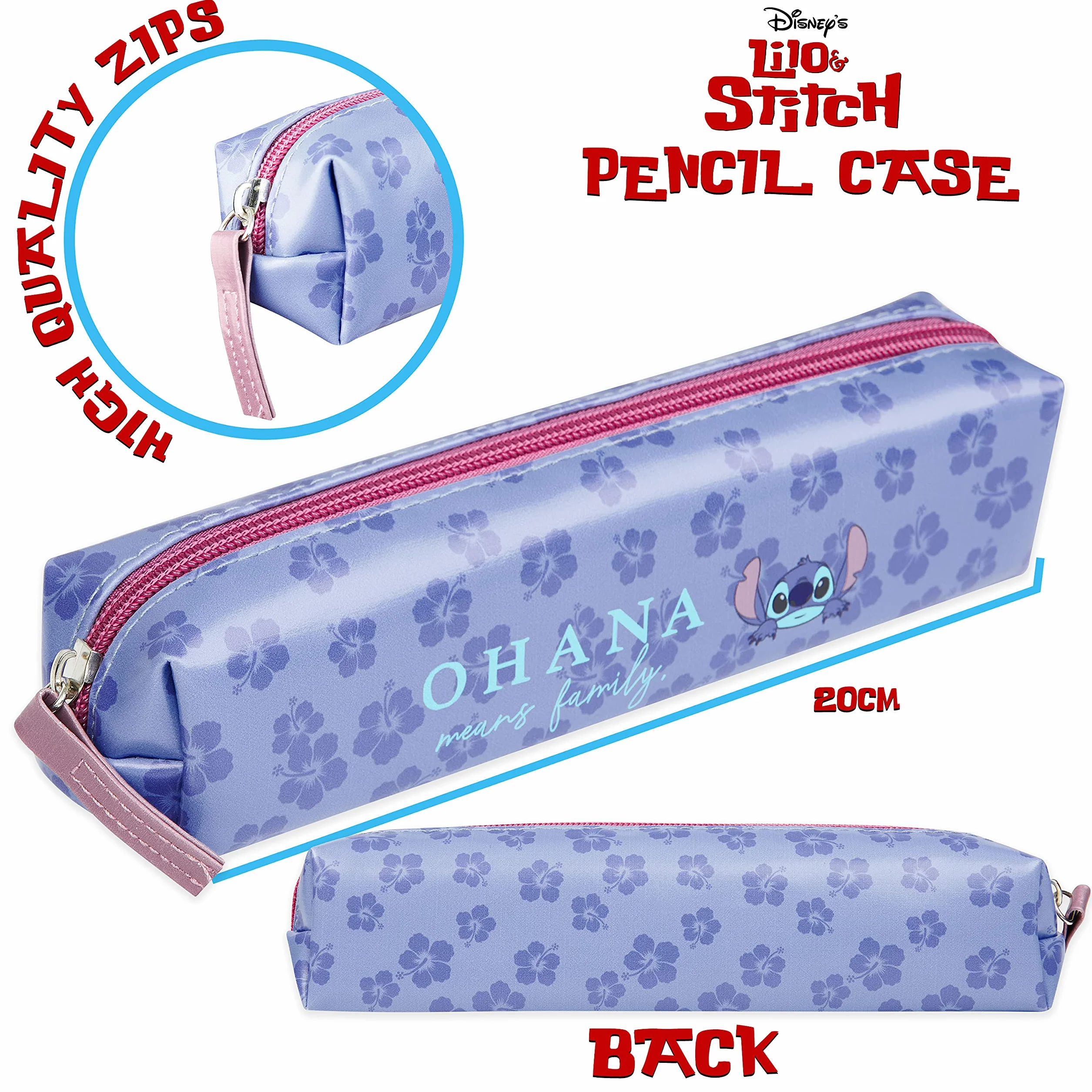 Disney Stitch Set Cancelleria Quaderno Appunti Astuccio Matite e Penna Sfera o Blocco Note Matite Colorate e Accessori Scuola (Blu)