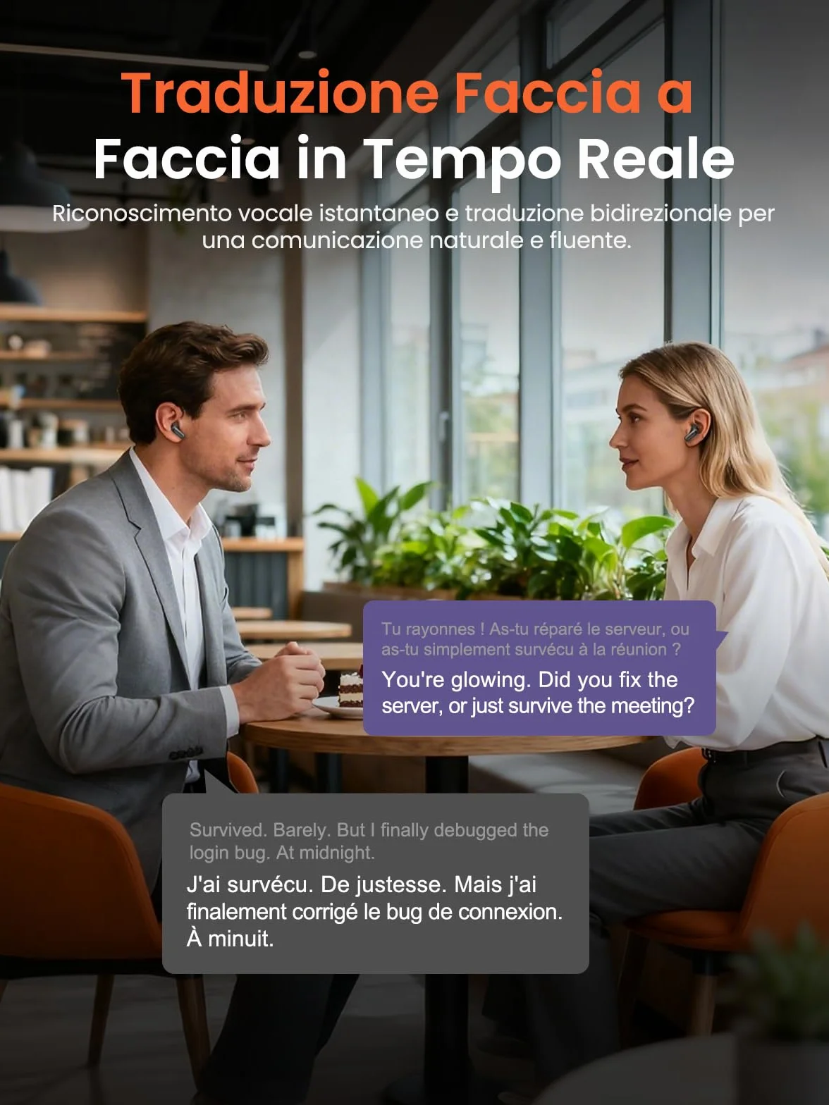 NE20 Cuffie Traduzione Simultanea con AI, 135 Lingue Auricolari Traduttore Simultaneo con 6 Modalità, Bluetooth 6.0, Schermo Touch, 60 Ore Autonomia, per Viaggi, Riunioni e Studio