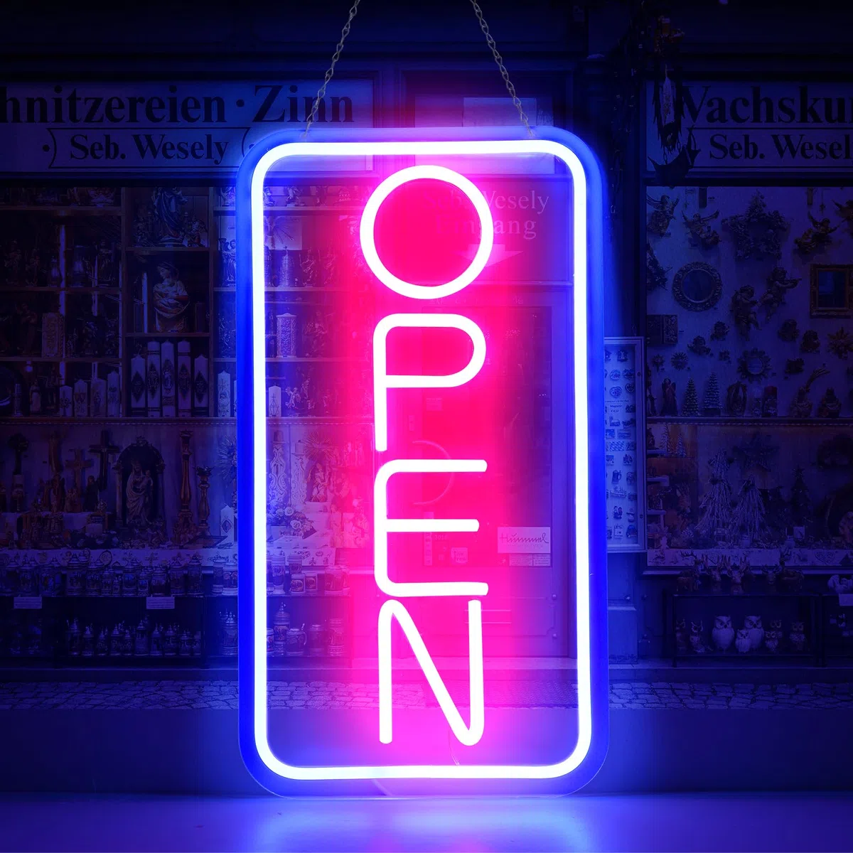 Insegne al neon a LED aperte per affari, 42 x 22 cm, con luce aperta, display elettrico, alimentato da USB, regolabile, luminoso, con segnale orario di apertura/chiusura per negozi, bar, caffè
