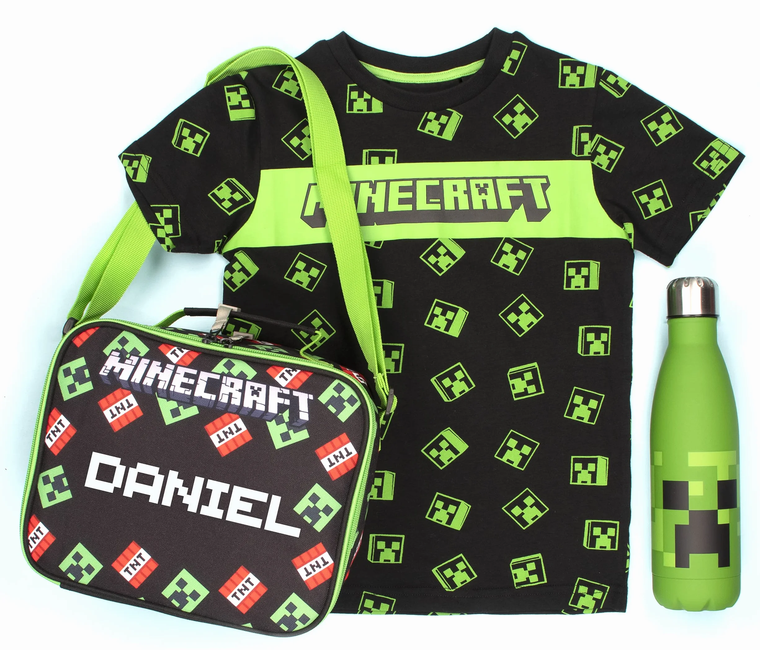 MINECRAFT - Borsa da pranzo personalizzata Scatola da pranzo per bambini - Merce ufficiale Borsa da pranzo isolata personalizzata per i fanatici