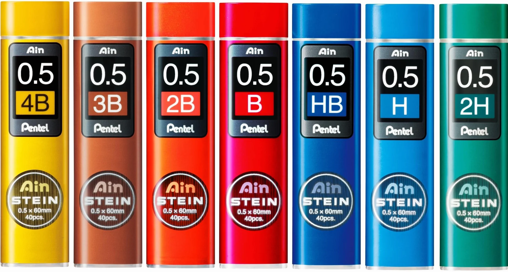Pentel Ain Stein HB da 0,5 mm, confezione de 12 tubi con 40 conduttori per tubo ciascuno