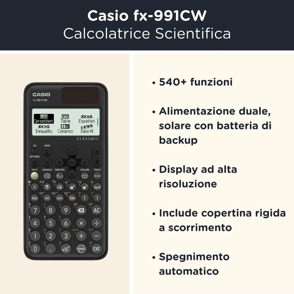 Casio fx-991CW ClassWiz con Custodia Protettiva WYNGS inclusa Rosso - Calcolatrice Scientifica - Pacchetto Base