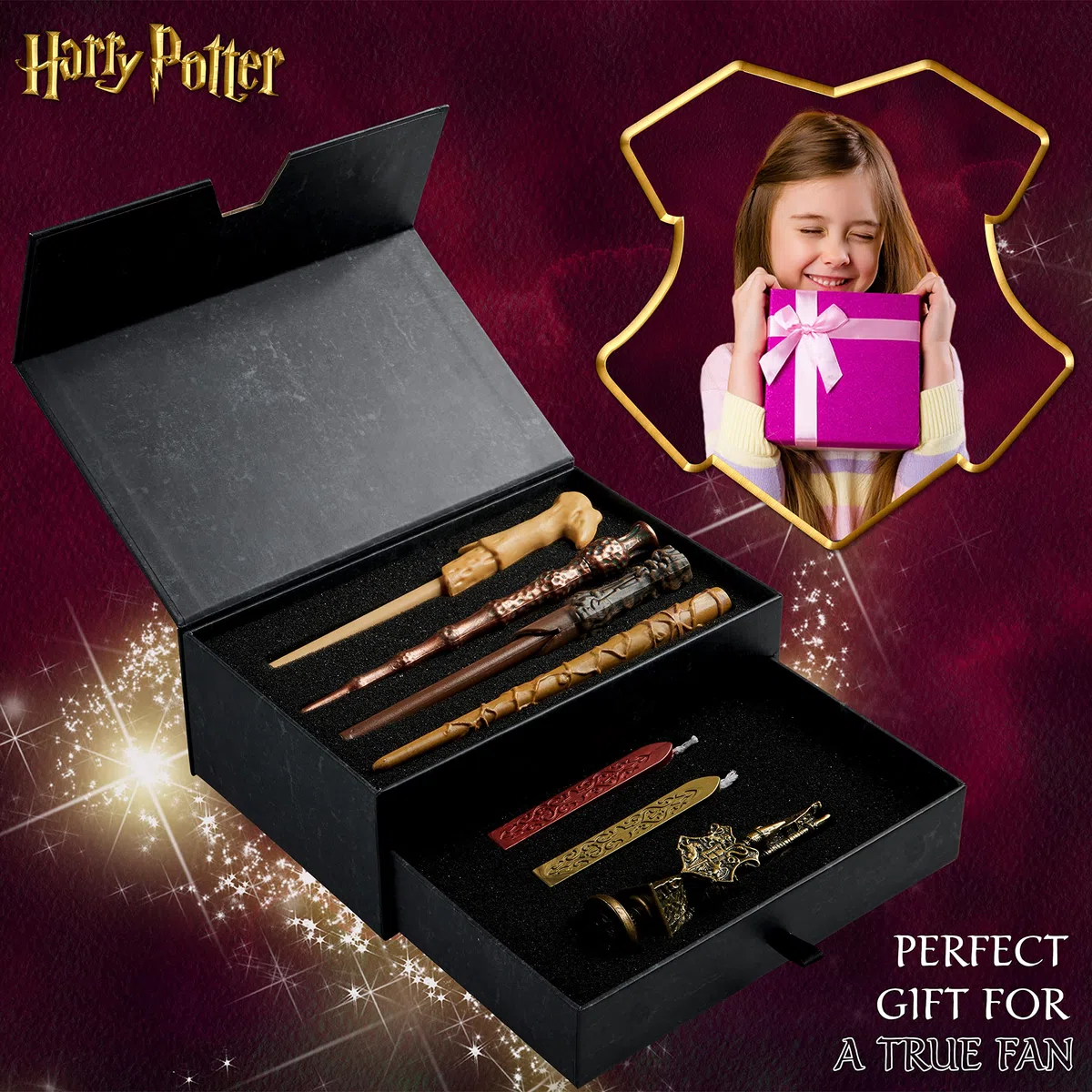 Harry Potter Cancelleria, Set Penna Bacchetta, Carta da lettere e Buste