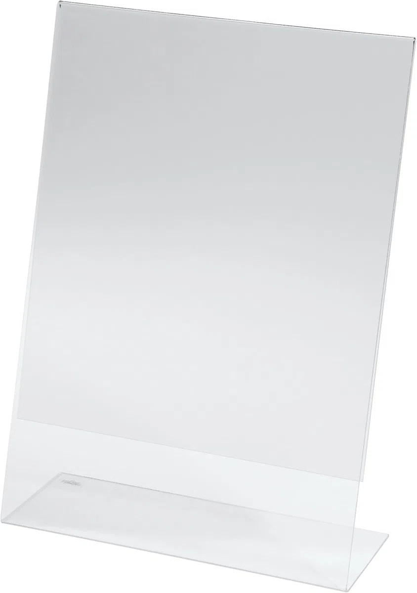 SIGEL SY450 Espositore da tavolo inclinato, 30,2x21,3x7,8 cm, per A4 verticale,, per bancone, ristorazione, ufficio, matrimonio, etc, resistente ai raggi UV, acrilico, trasparente, 3 pezzi