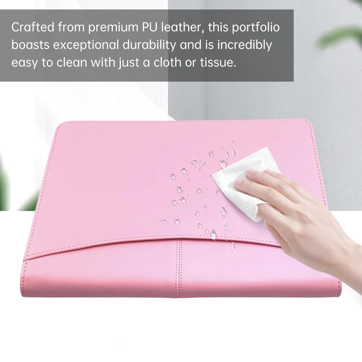 Portfolio organizer con cerniera, formato A4, in poliuretano, con calcolatrice, per interviste, curriculum, pianificatore, agenda, agenda e supporto per manici, per uomini e donne